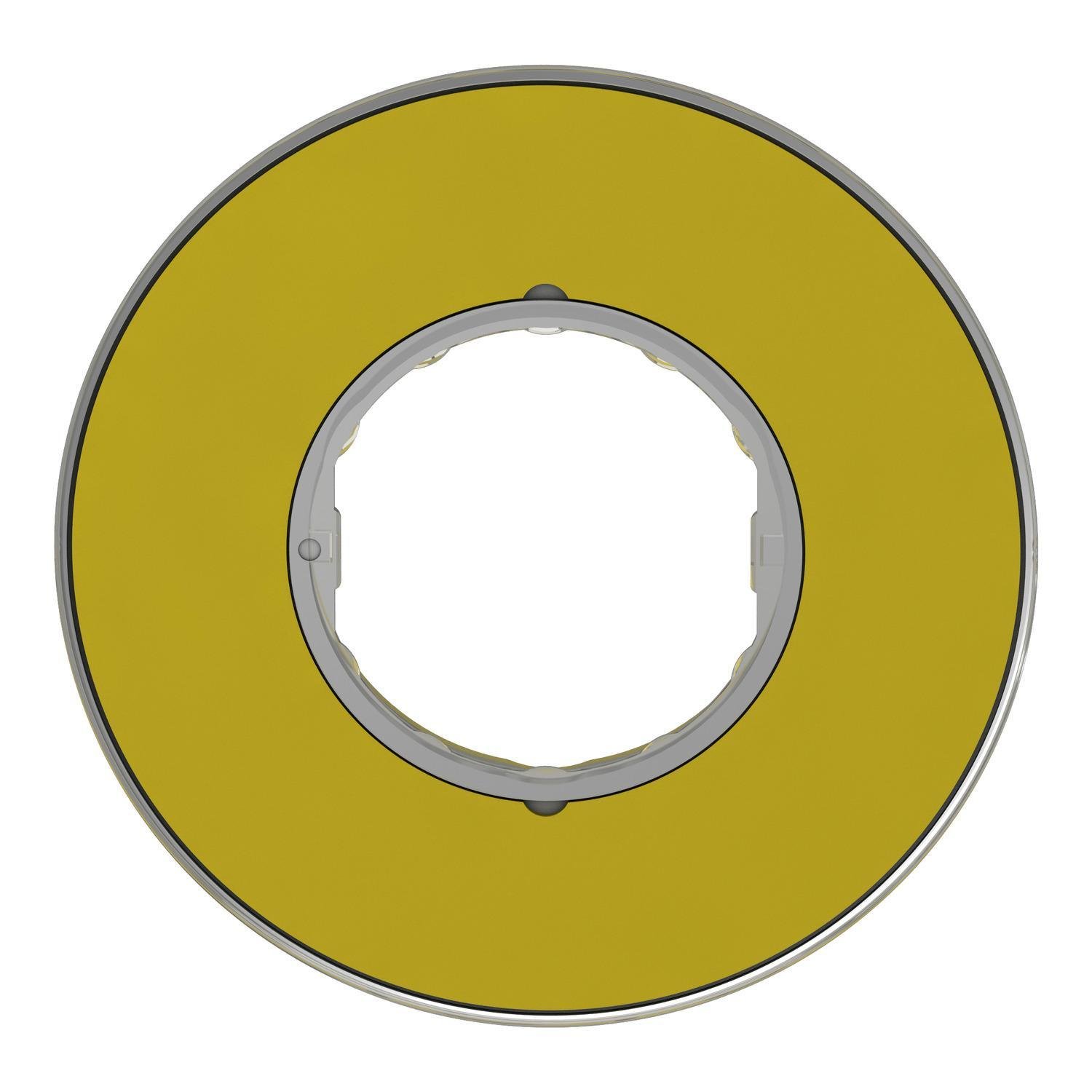 Picture of ZBY9320 - Legend holder 60mm for emergency stop, Harmony XB4, plastic, yellow, marked EMERGENCY STOP