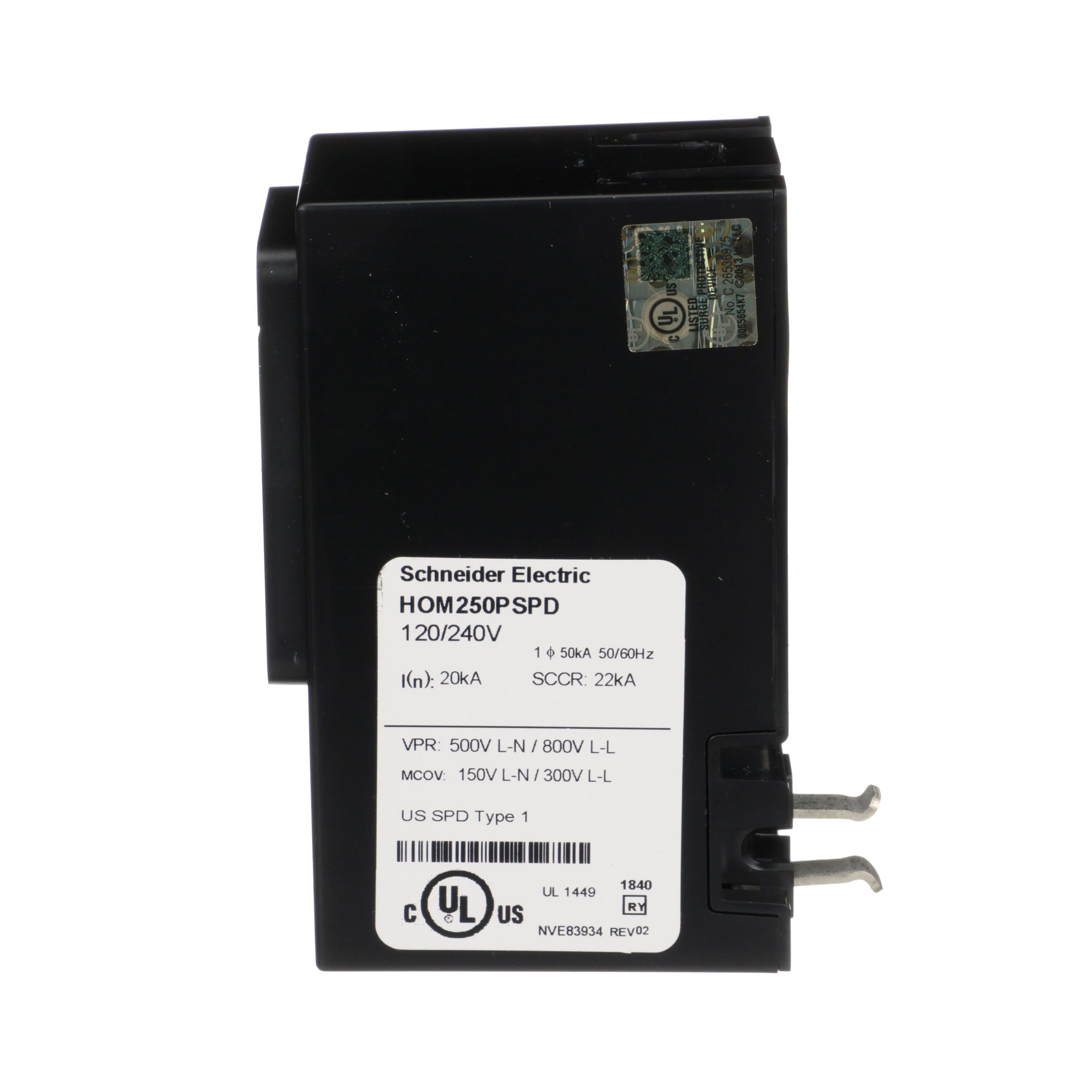 Picture of HOM250PSPD - Surge protection device, Homeline, whole home, 50kA, 120/240 VAC, 1 phase, 3 wire, SPD type 1