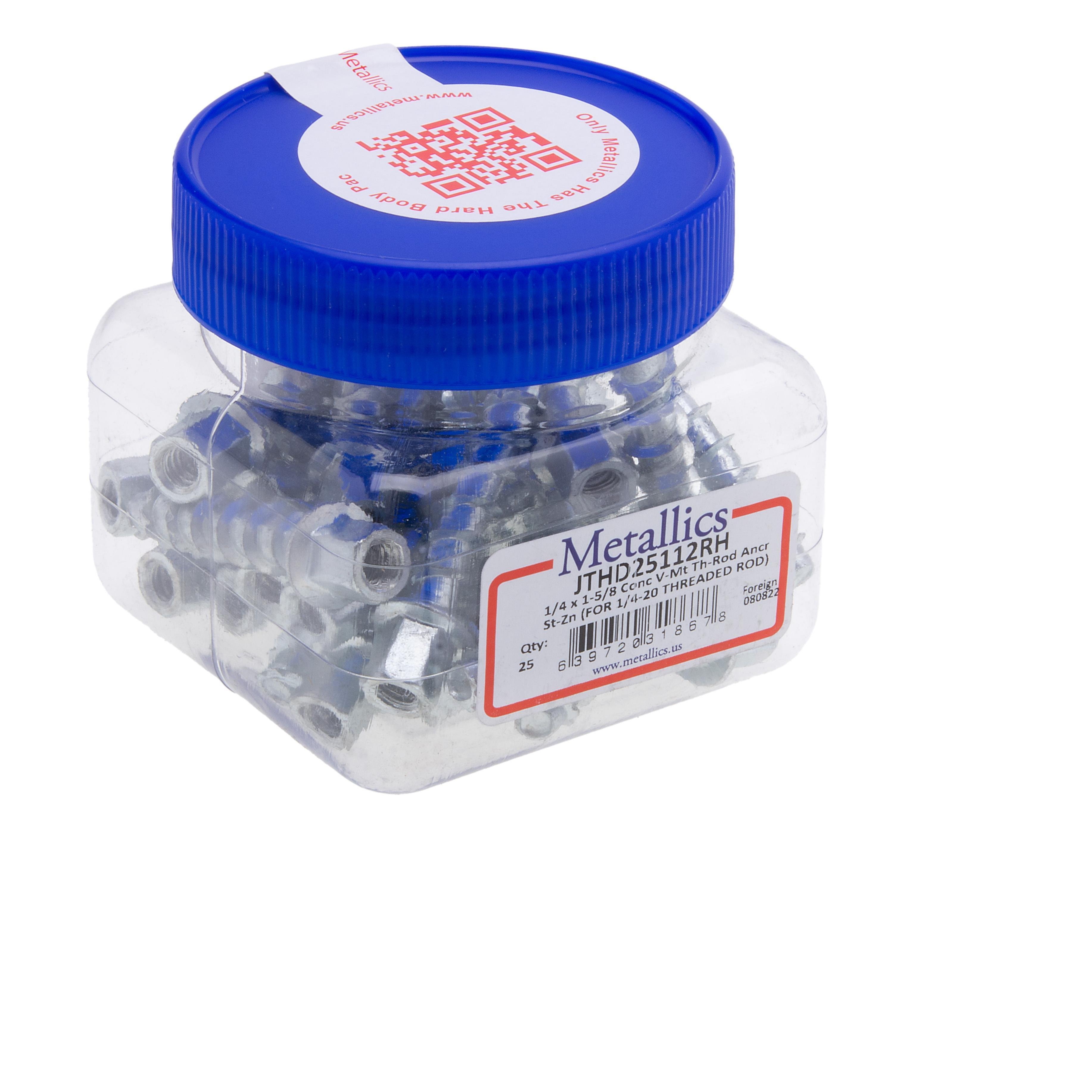 JTHD25112RH - Thread Rod 1/4 X 1-5/8 Conc V-Mt St-zn (Jar 25)