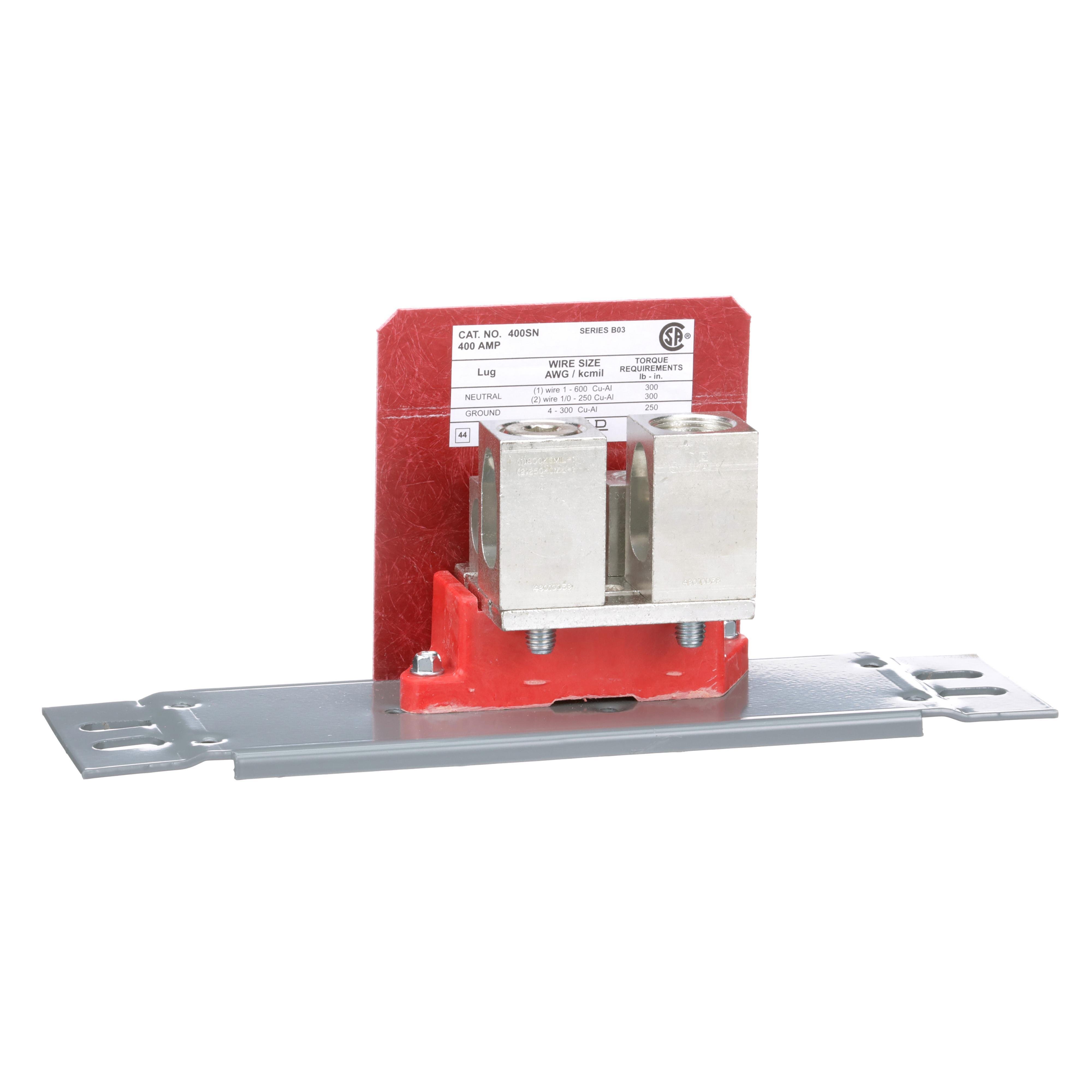 Picture of 400SN - Solid neutral assembly kit, LA/LH circuit breaker, 400A, 1 AWG to 600kcmil