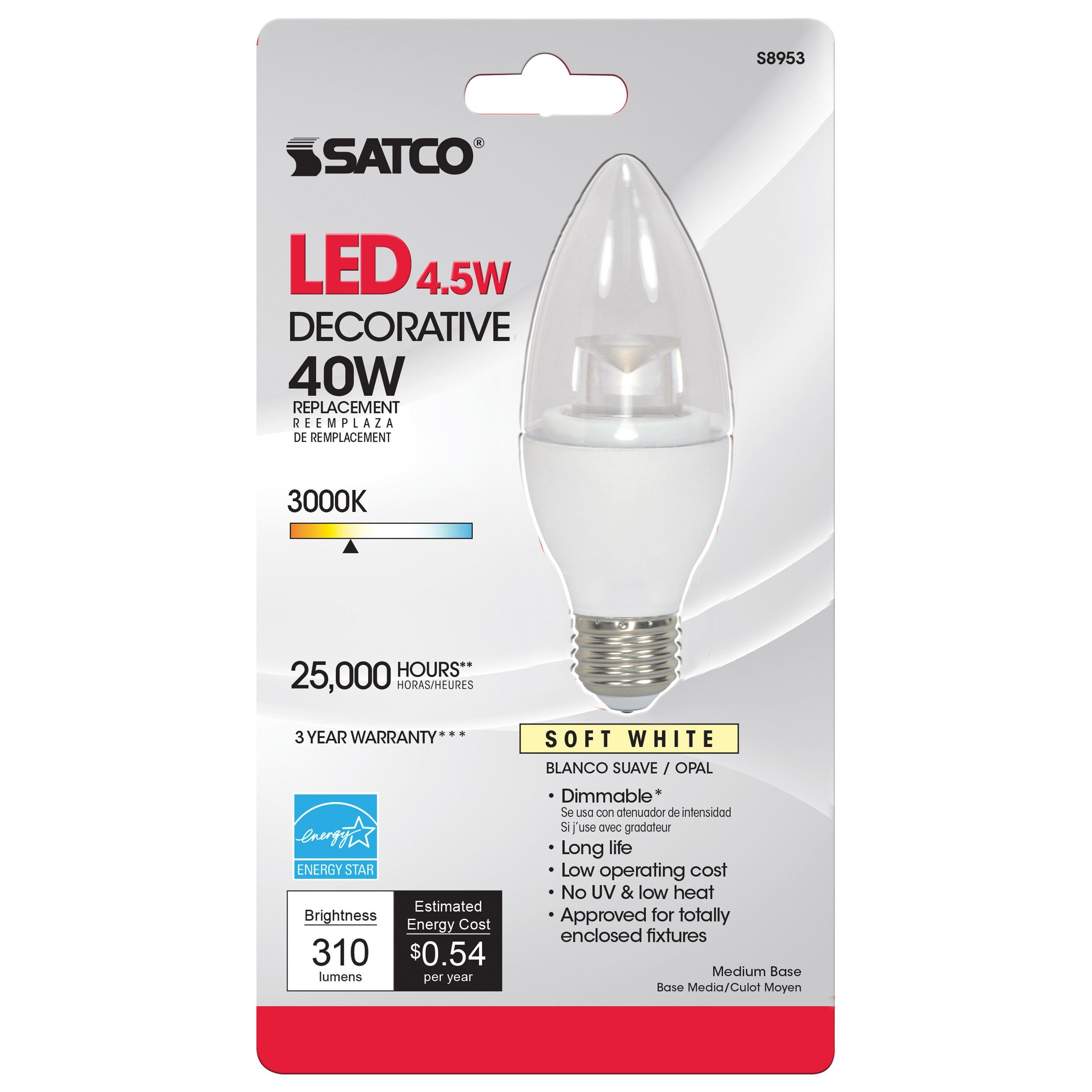 Picture of S8953 - 4.5 Watt - B11 LED - 3000K - Medium base - 120 Volt
