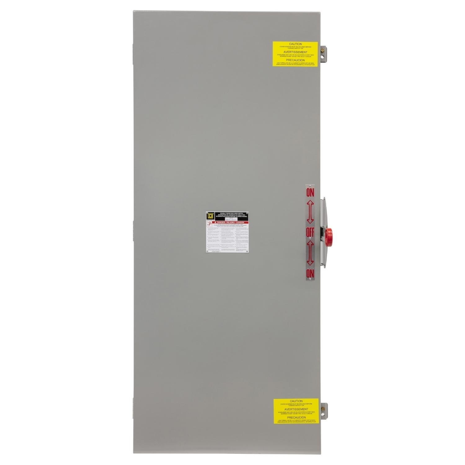 DTU365 - Safety switch, double throw, non fusible, 3 pole, 3 wire, 600VAC, 600VDC, 400A, Type 1