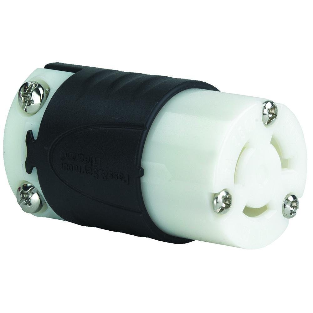 PSL615-C - 15A NEMA L615 Connector - Black Back, White Front Body