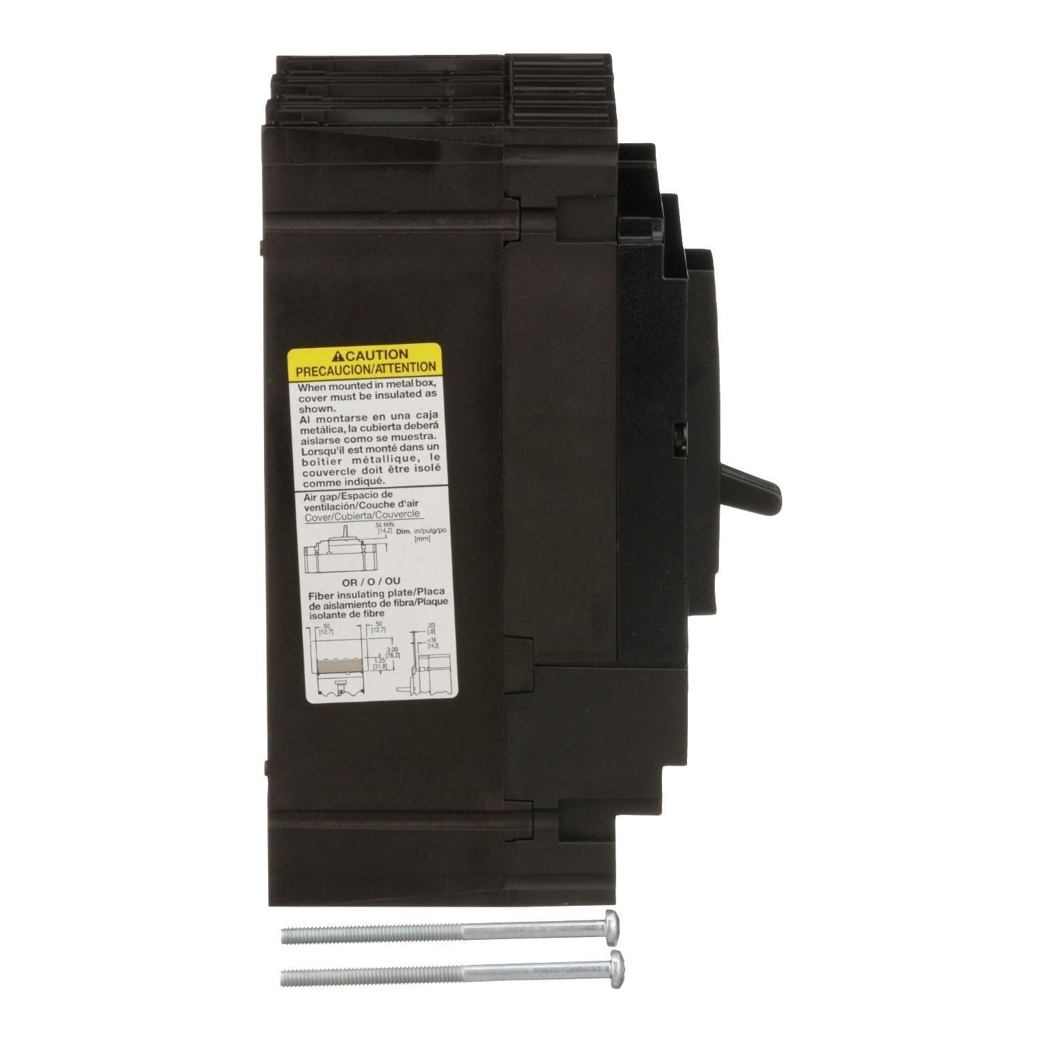 Picture of HDL36035 - Circuit breaker, PowerPacT H, 35A, 3 pole, 600VAC, 14kA, lugs, thermal magnetic, 80%