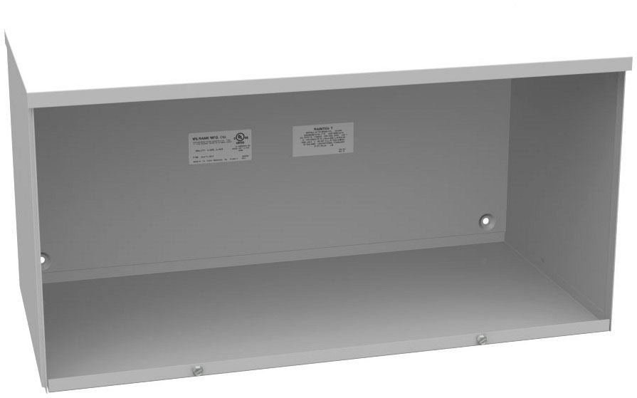 121224-GSC3R-NK - 12x24X12 Screw Cover Wireway Type 3R UL Listed Steel No Knockouts ANSI 61 Gray Quad D Knockout For Lock