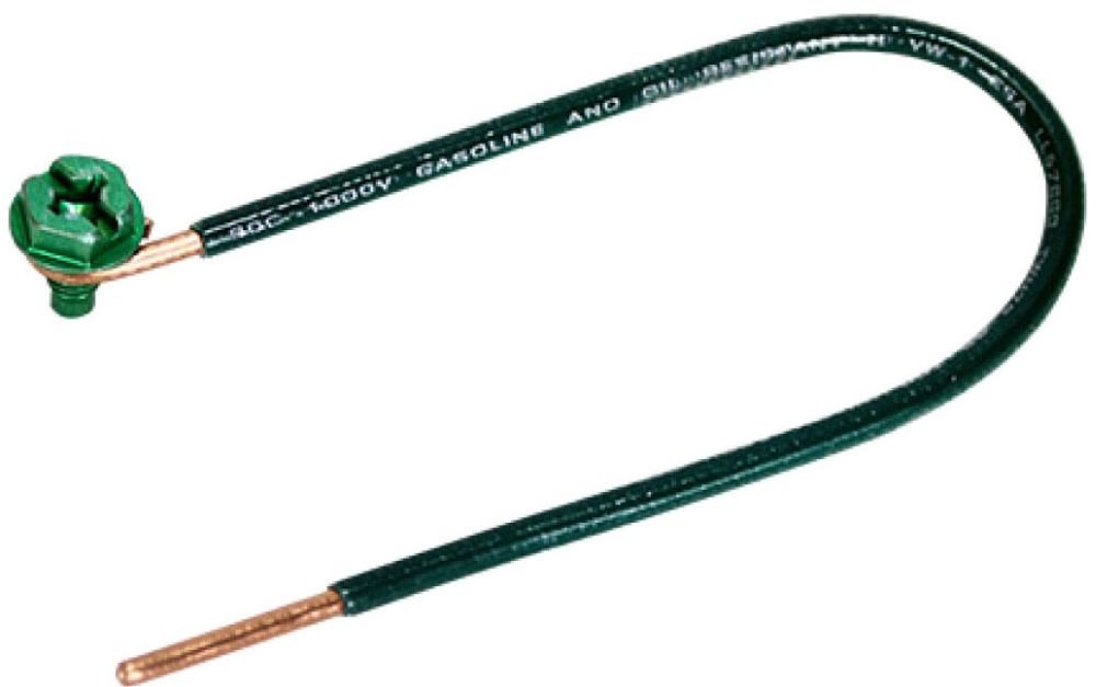 GS-1032-PT - 10-32 GROUND SCREW WITH GREEN #12 TAIL