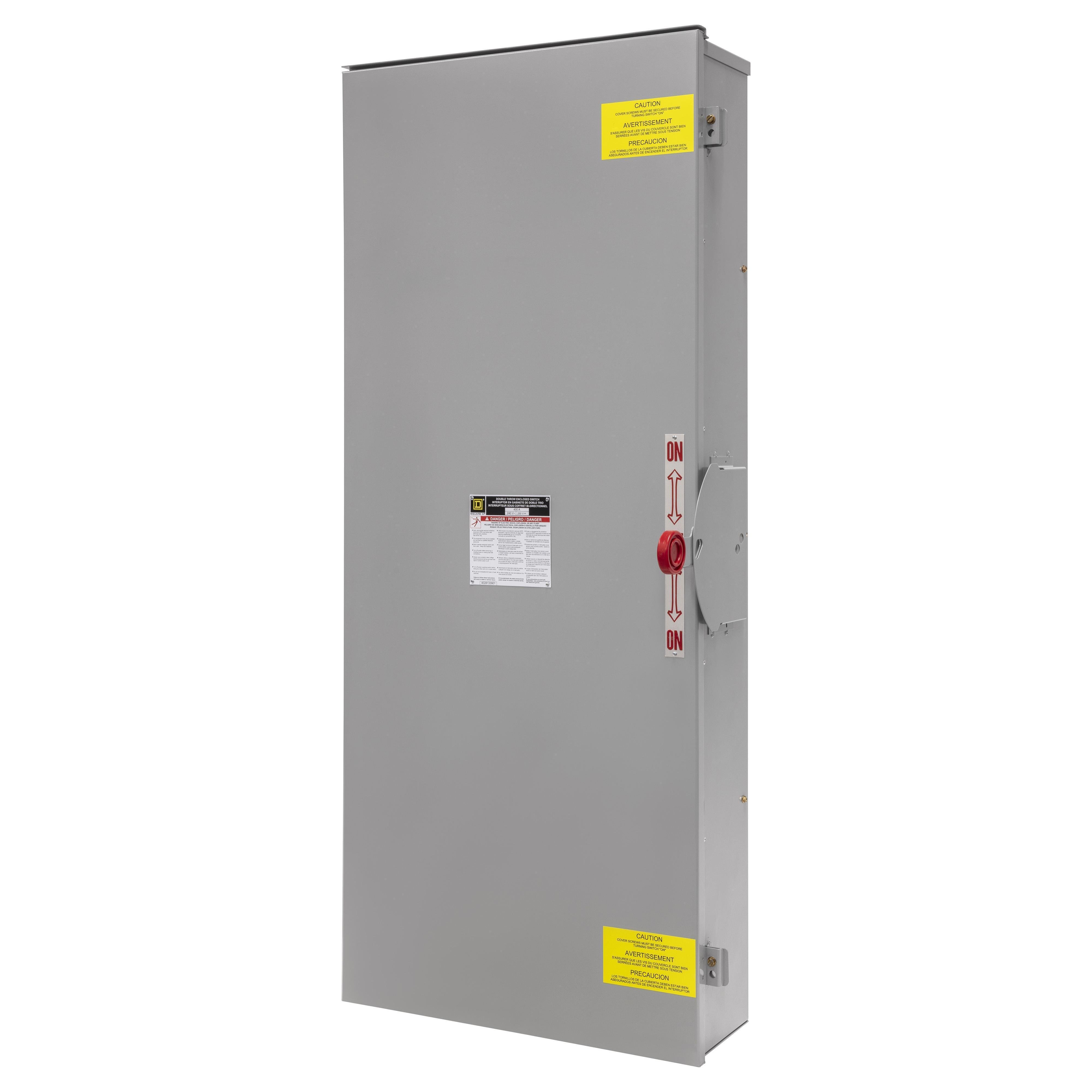 Picture of DTU365R - Safety switch, double throw, non fusible, 3 pole, 3 wire, 600VAC, 600VDC, 400A, Type 3R