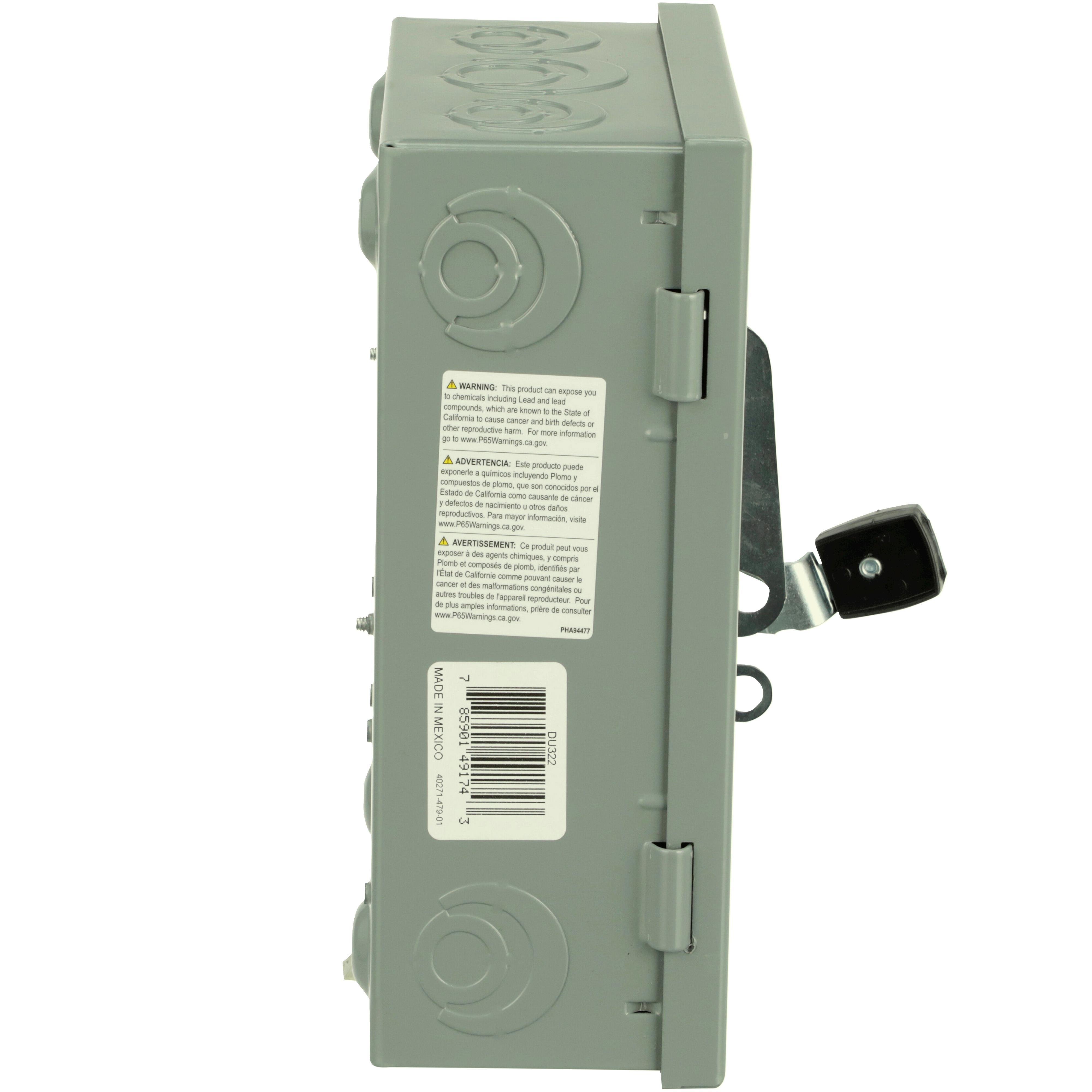 Picture of DU322 - Safety switch, general duty, non fusible, 60A, 3 pole, 15hp, 240VAC, NEMA 1