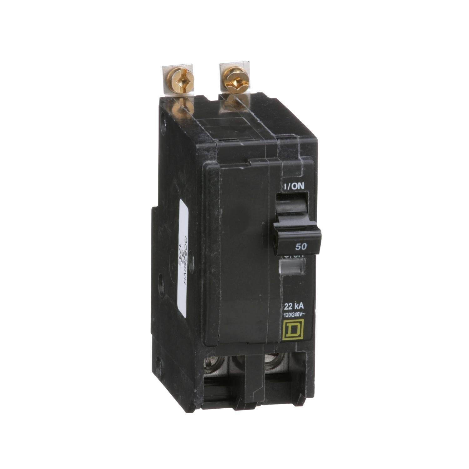 QOB250VH - Mini circuit breaker, QO, 50A, 2 pole, 120/240VAC, 22kA, bolt on