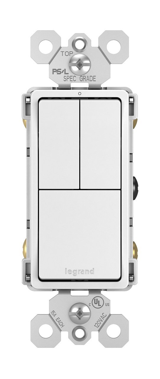 RCD113W - radiant® Two Single-Pole Switches and Single Pole/3-Way Switch, White