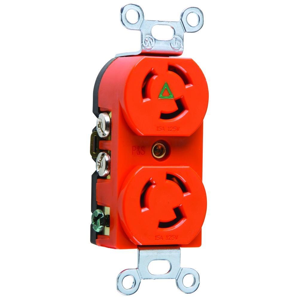 IG4700 - Turnlok® Duplex Receptacle 3-Wire 15A 125V Isolated Ground, Orange