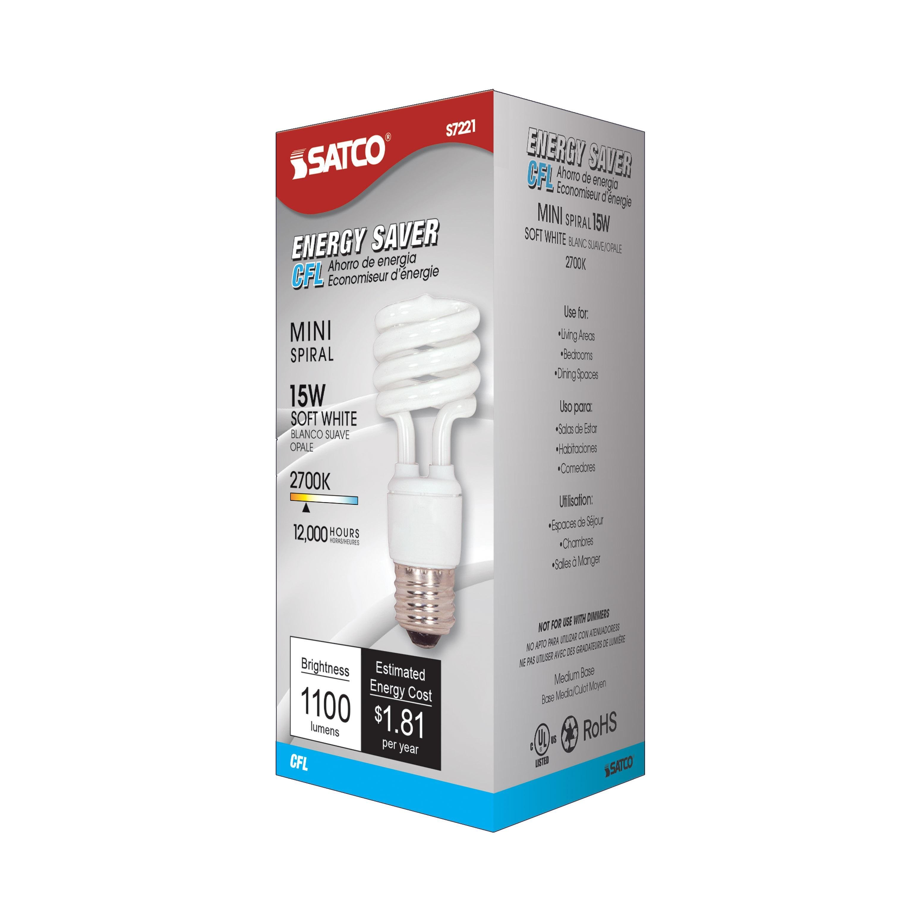 Picture of S7221 - 15 Watt - Mini Spiral Compact Fluorescent - 2700K - 82 CRI - Medium base - 120 Volt
