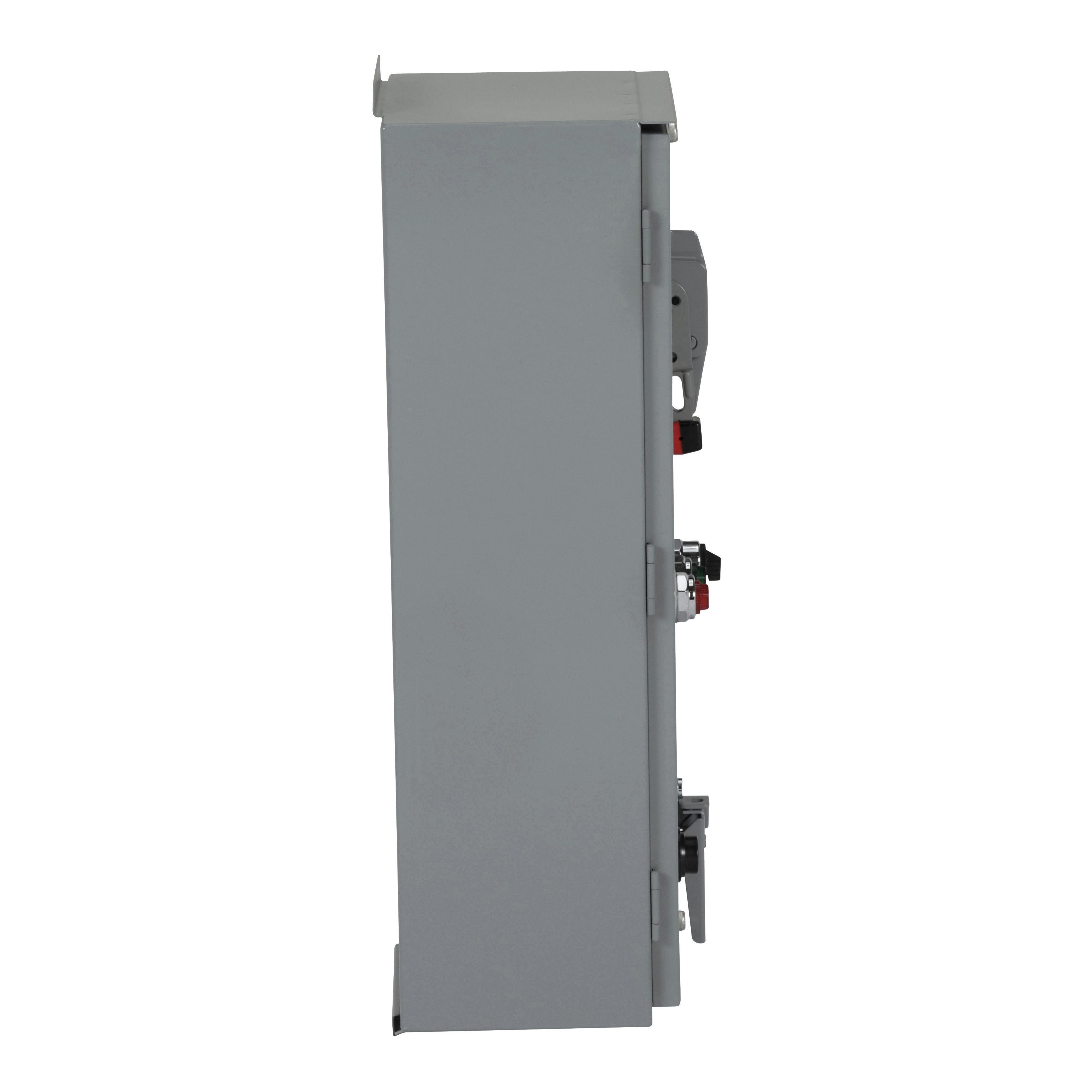 Picture of 8538SDASP6 - NEMA combination starter, Type S, 60A fusible disconnect, Size 2, 45A, 25HP at 600VAC, 3 phase, 3 pole, Motor Logic SSOLR, 120VAC coil, NEMA 12 [TAA]