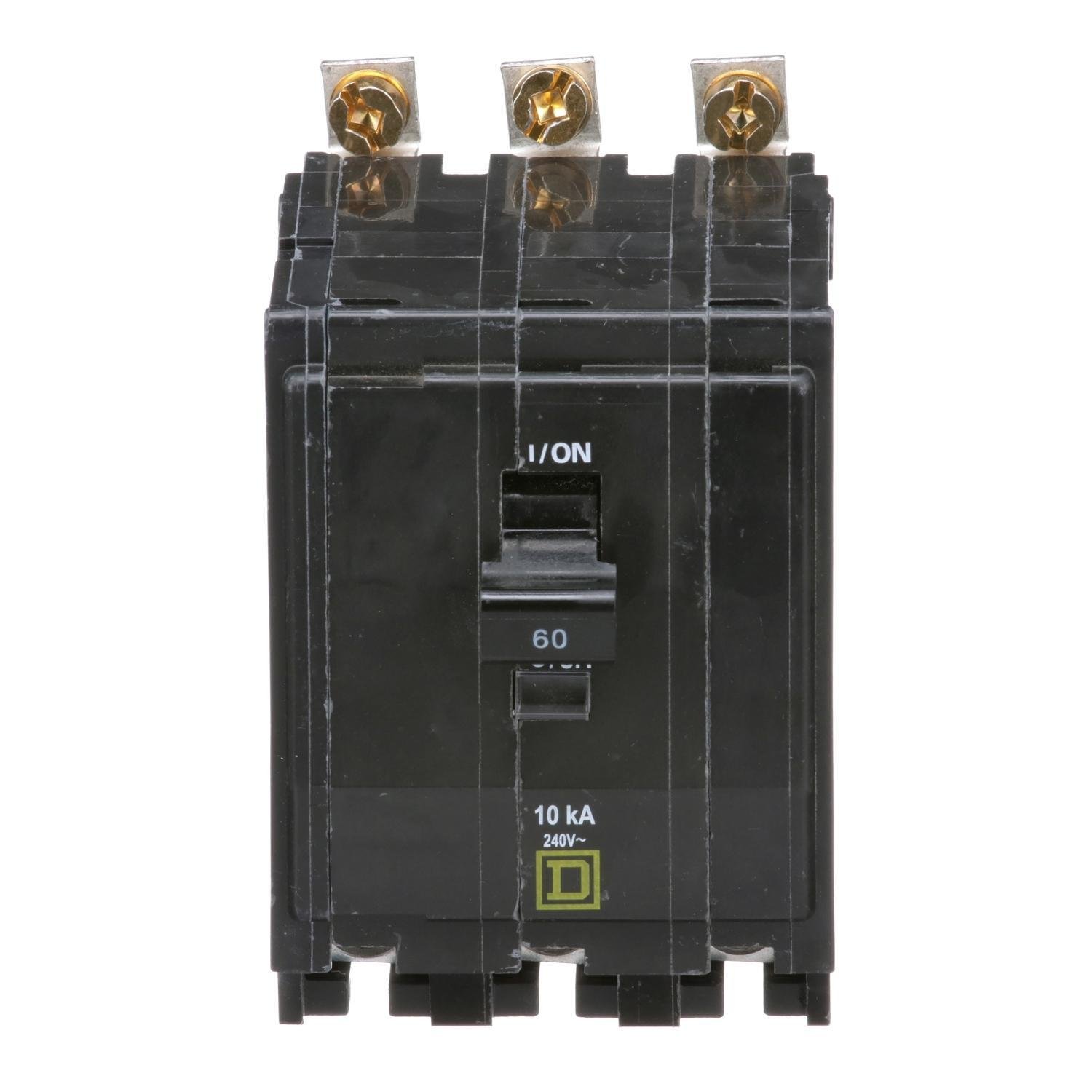 QOB360 - Mini circuit breaker, QO, 60A, 3 pole, 120/240VAC, 10kA, bolt on