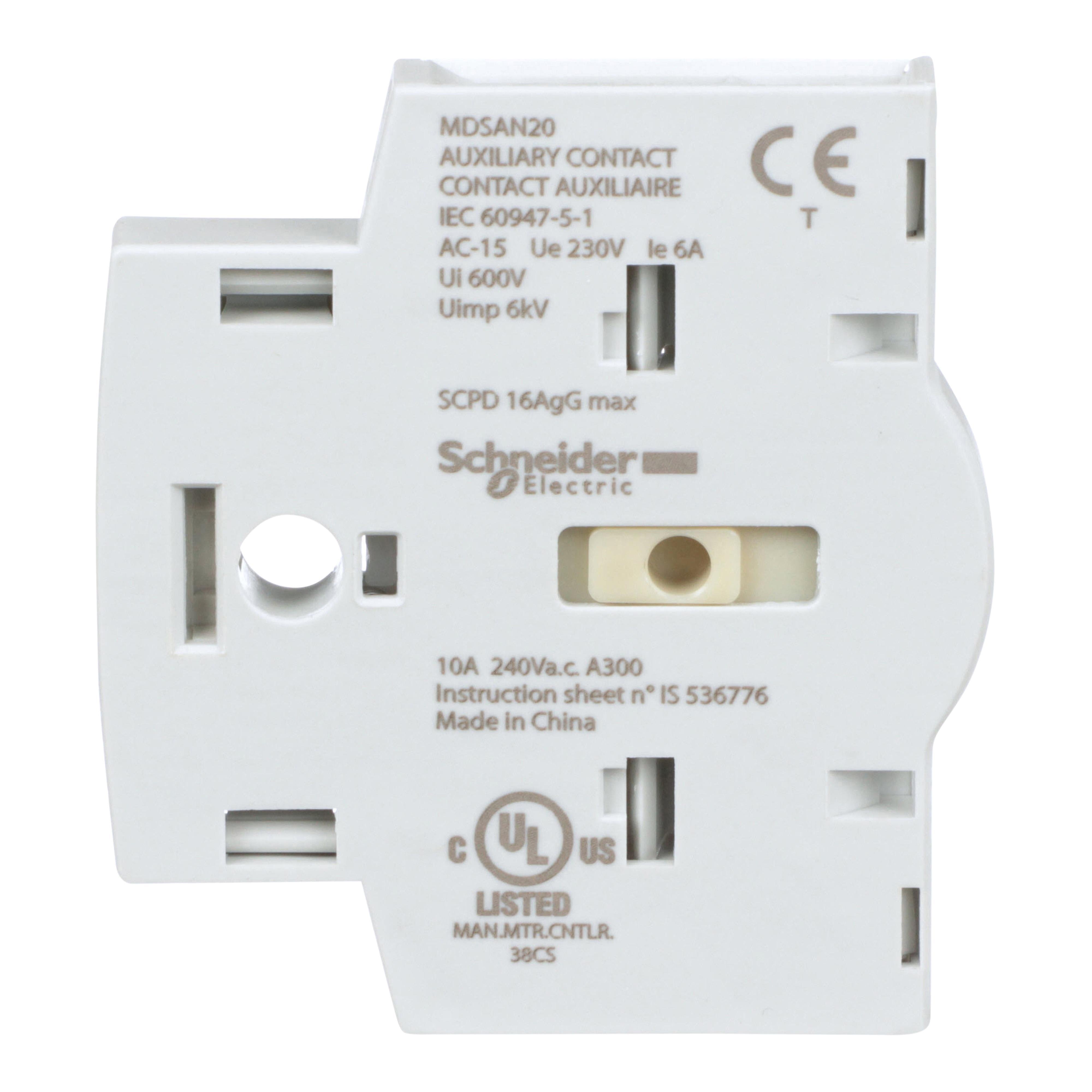 Picture of MDSAN20 - MD motor disconnect switch, auxiliary contact module, 2 NO