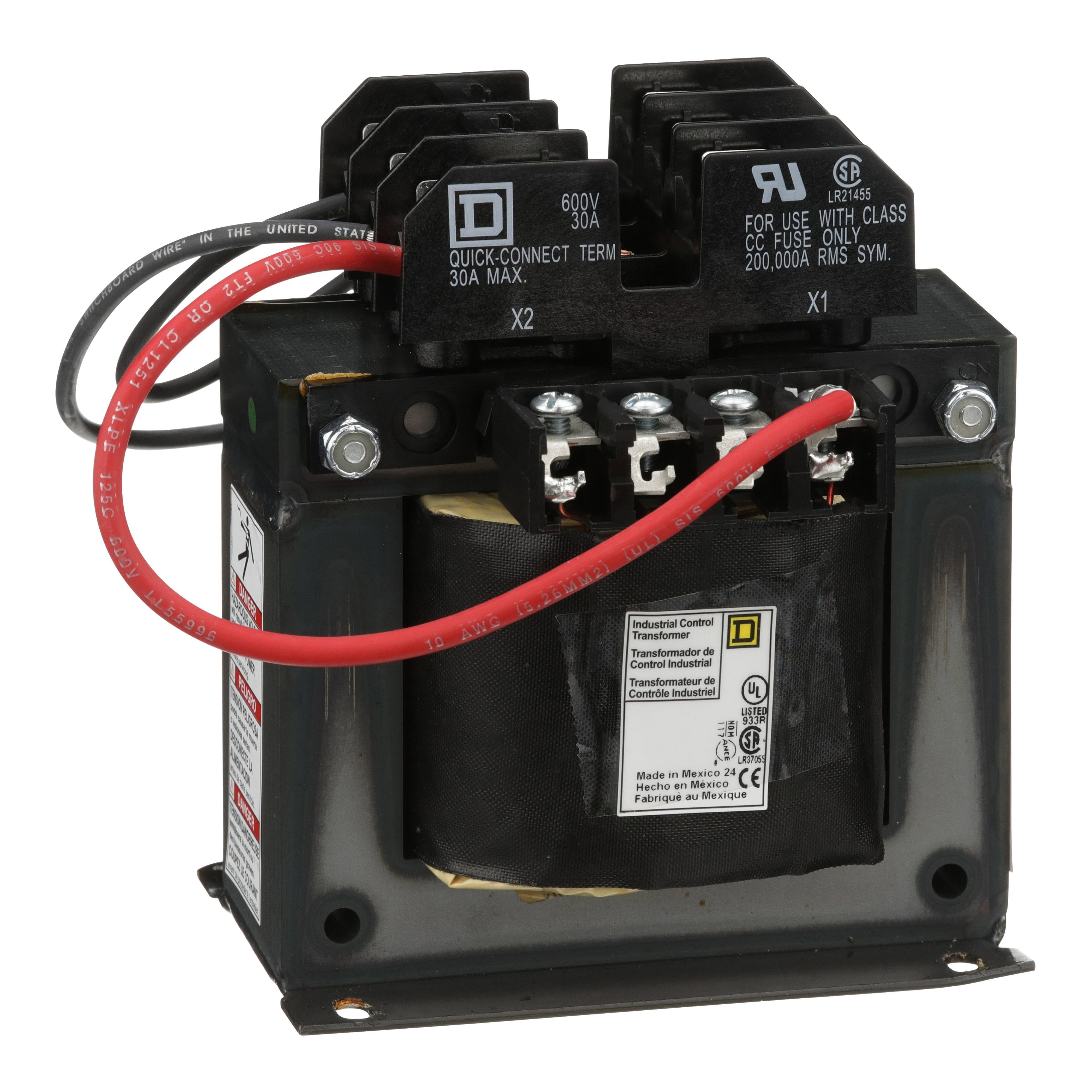 9070TF300D3 - Industrial control transformer, Type TF, 1 phase, 300VA, 208V primary, 120V secondary, 50/60Hz