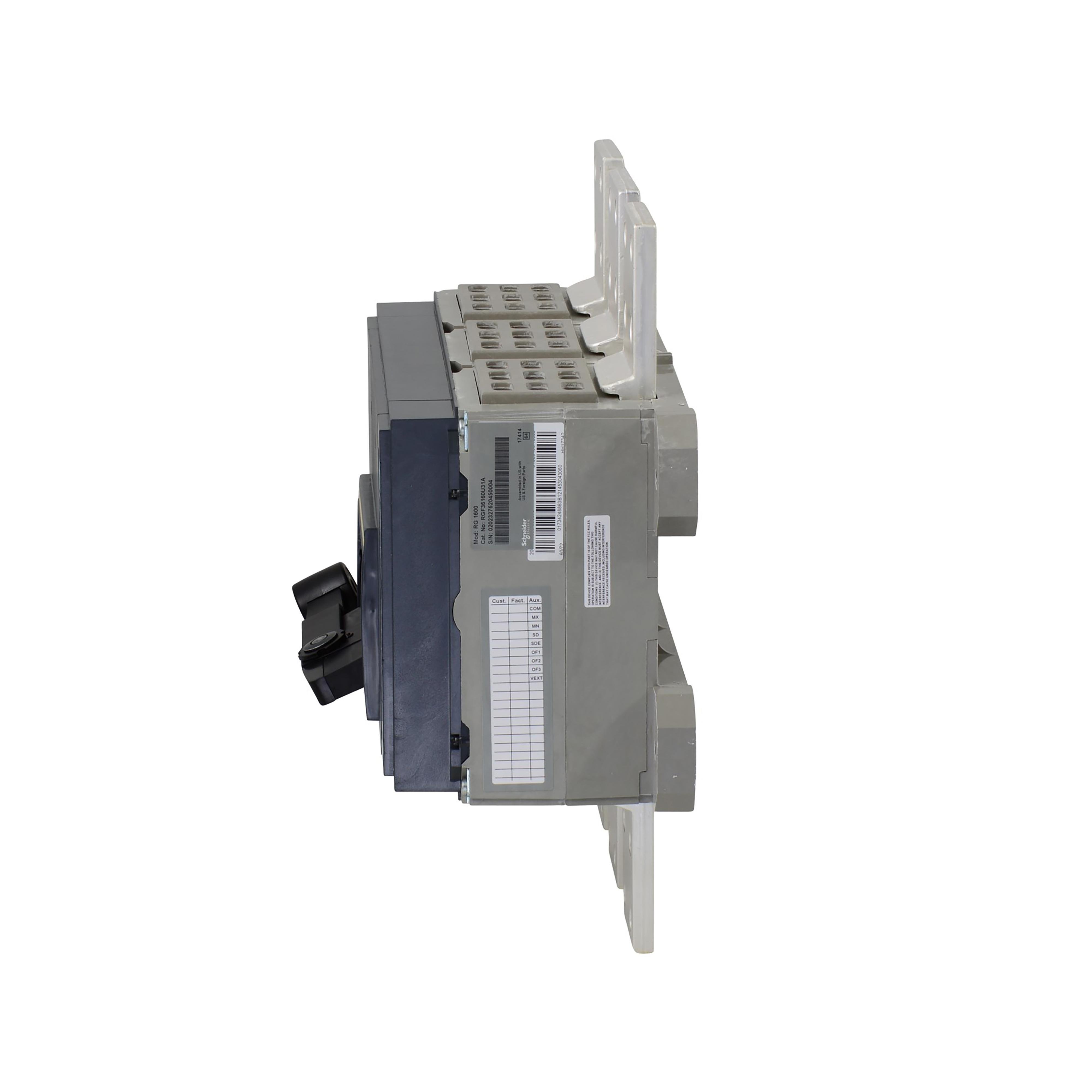 Picture of RGF36160U31A - Circuit breaker, PowerPacT R, 1600A, 3 pole, 600VAC, 18kA, busbar, Micrologic 3.0, 80%
