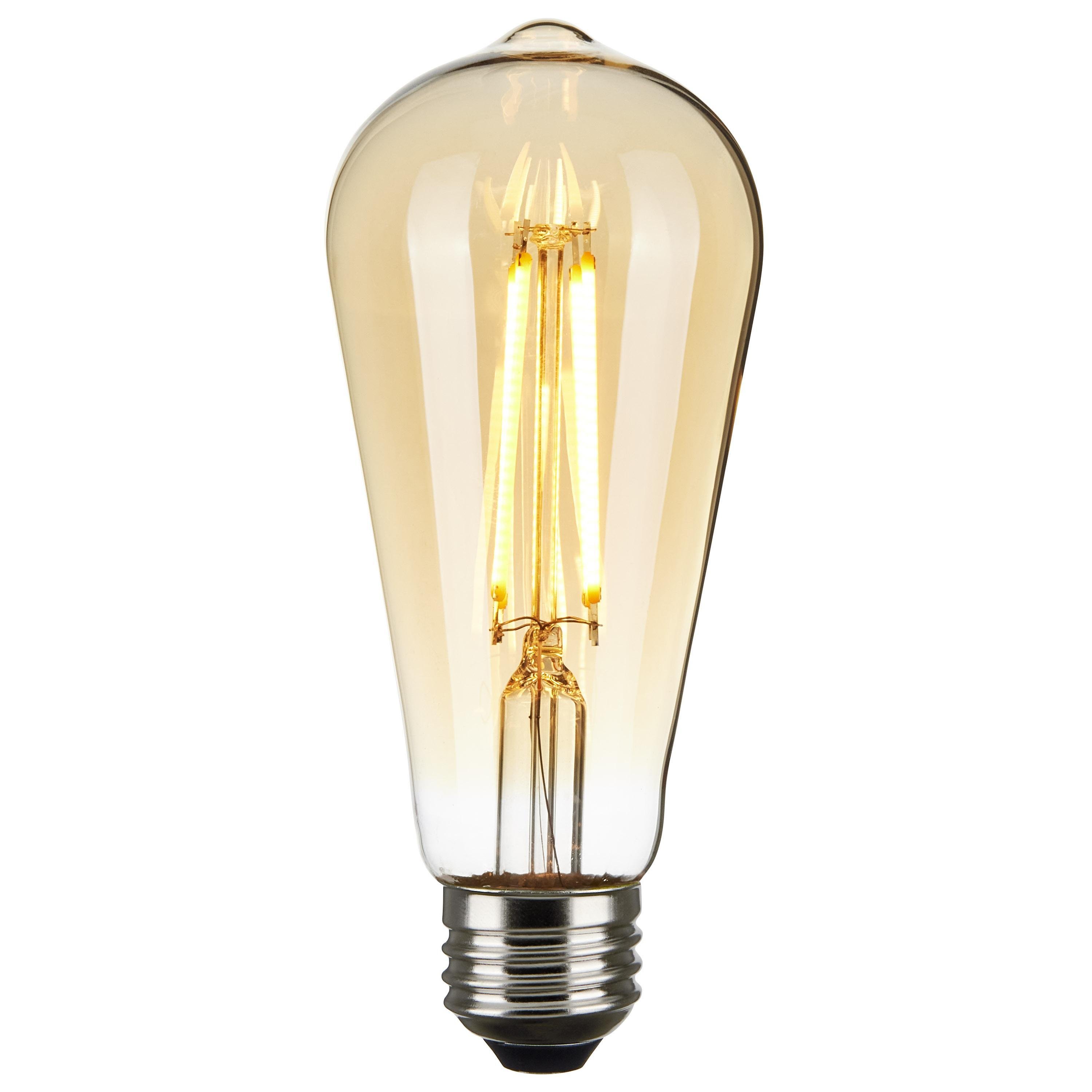 Picture of S9579 - 7 Watt ST19 LED - Transparent Amber - Medium base - 2000K - 650 Lumens - 120 Volt