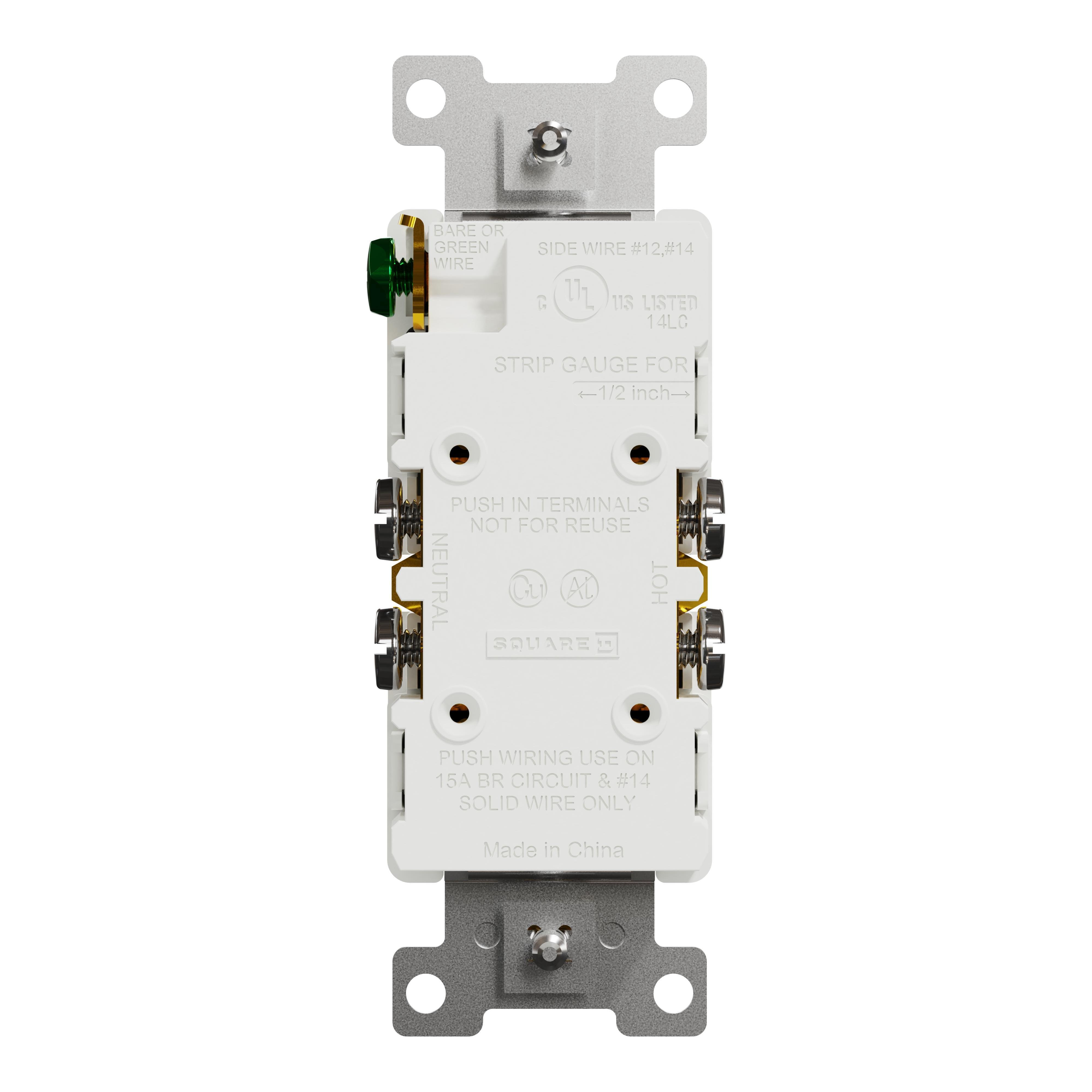Picture of SQR42101WH - Socket-outlet, X Series, 15A, standard, duplex, tamper resistant, residential, white, matte finish