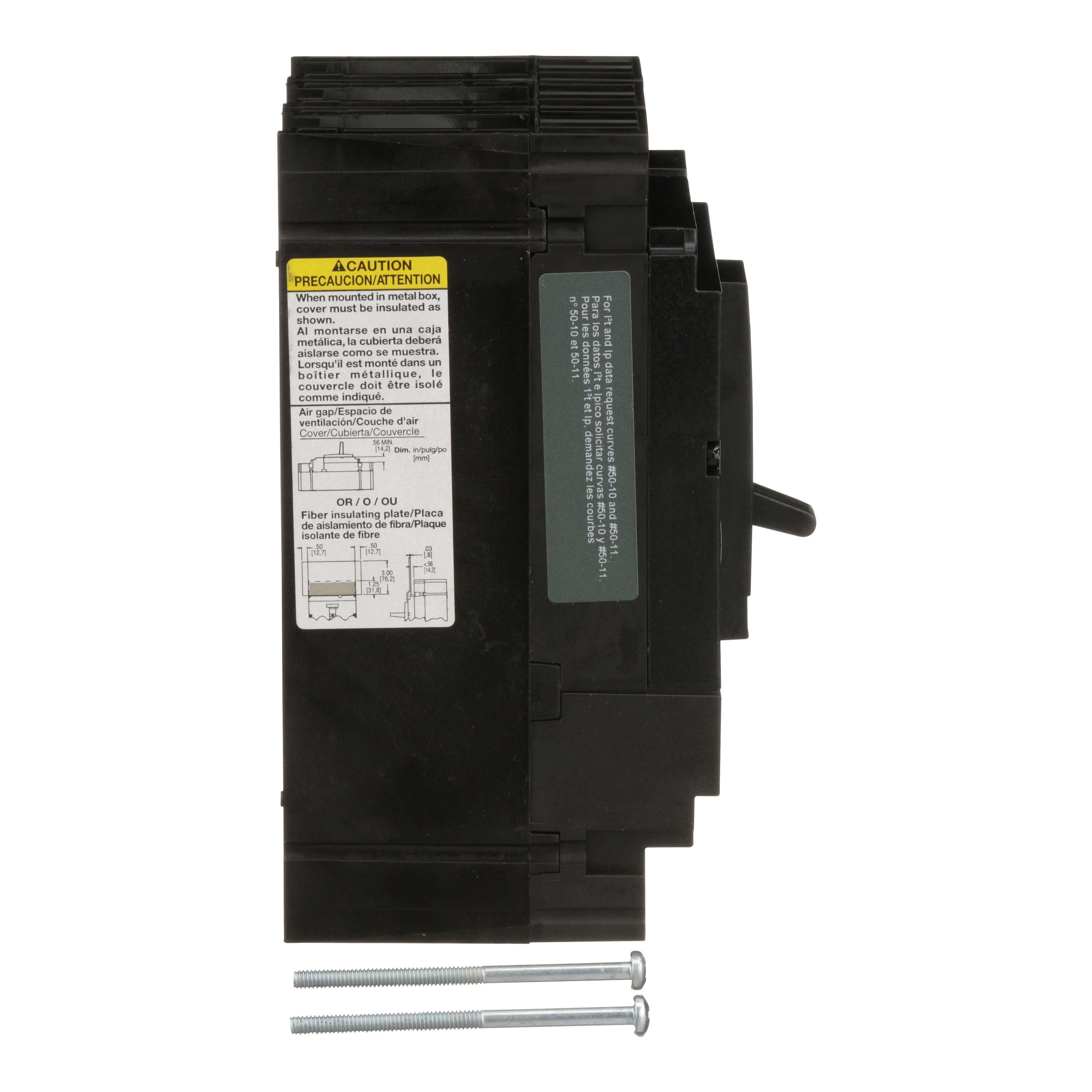 Picture of HLL36150 - Circuit breaker, PowerPacT H, 150A, 3 pole, 600VAC, 50kA, lugs, thermal magnetic, 80%
