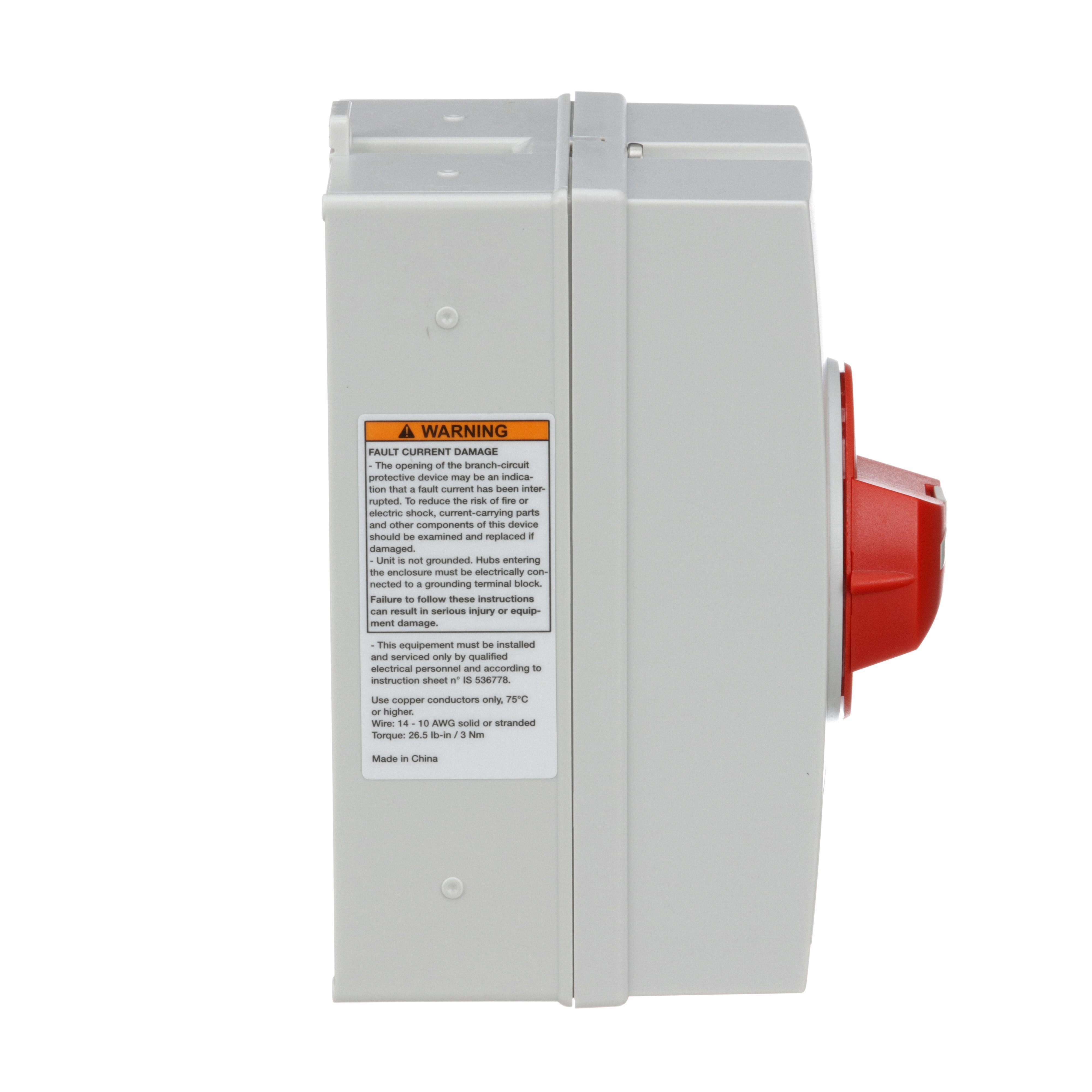 Picture of MD3304X - Motor disconnect switch, 3P, 30A, NEMA 1, 3, 3R, 4, 4X and 12 enclosure