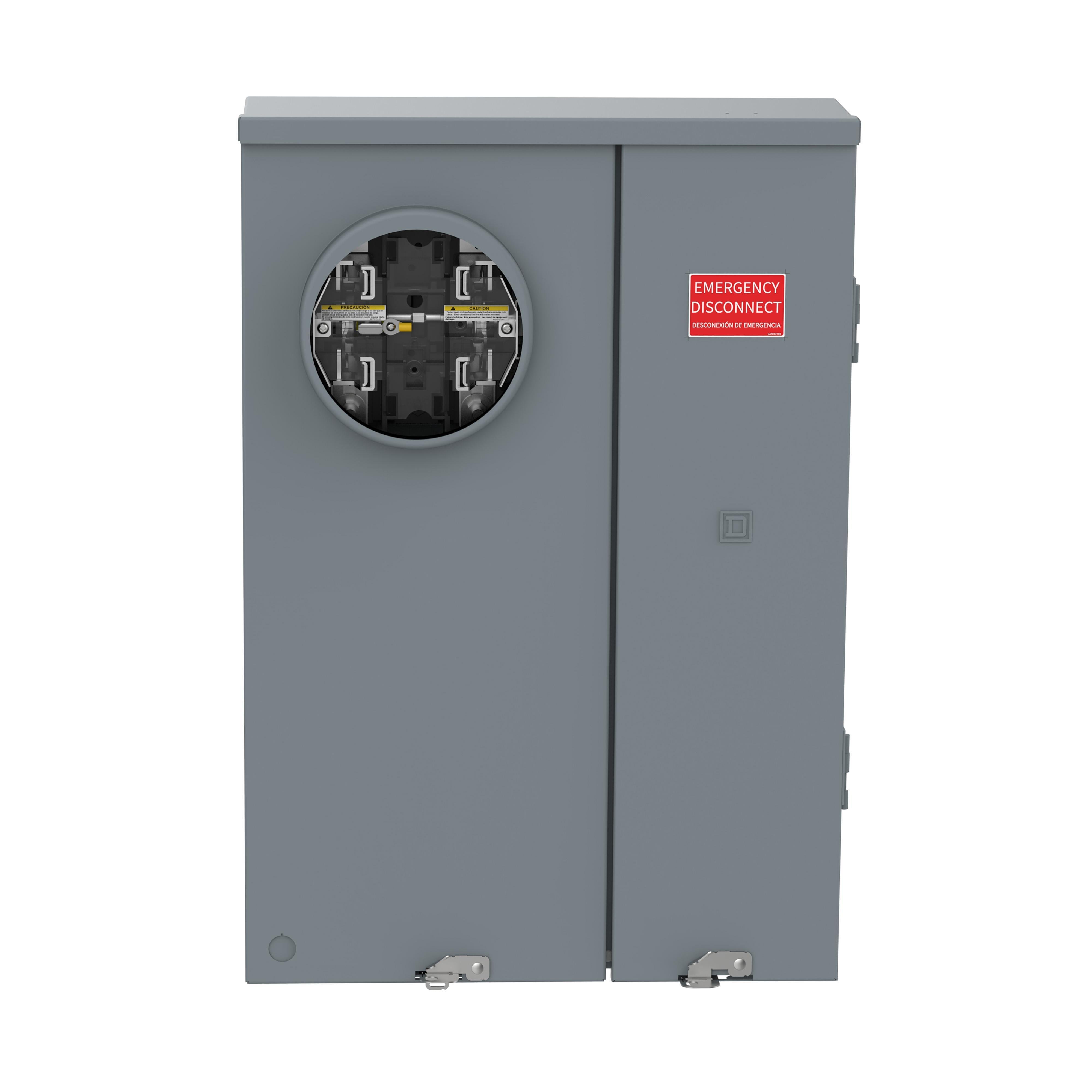 Picture of RU816F200PSL - Meter main, Homeline, CSED, ringless, underground, 8 space, 16 circuit, 200A, surface, solar ready, lever bypass