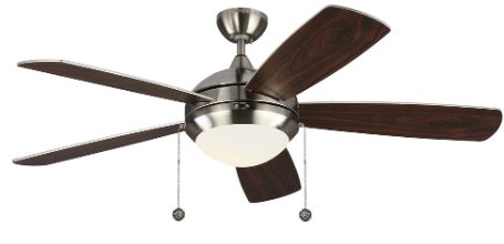 5DIC52BSD-V1 - Discus Classic-5 Blade Ceiling Fan with Pull Chain Control and Includes Light Kit in Modern Style-52 Inch Wide by 15.1 Inch High