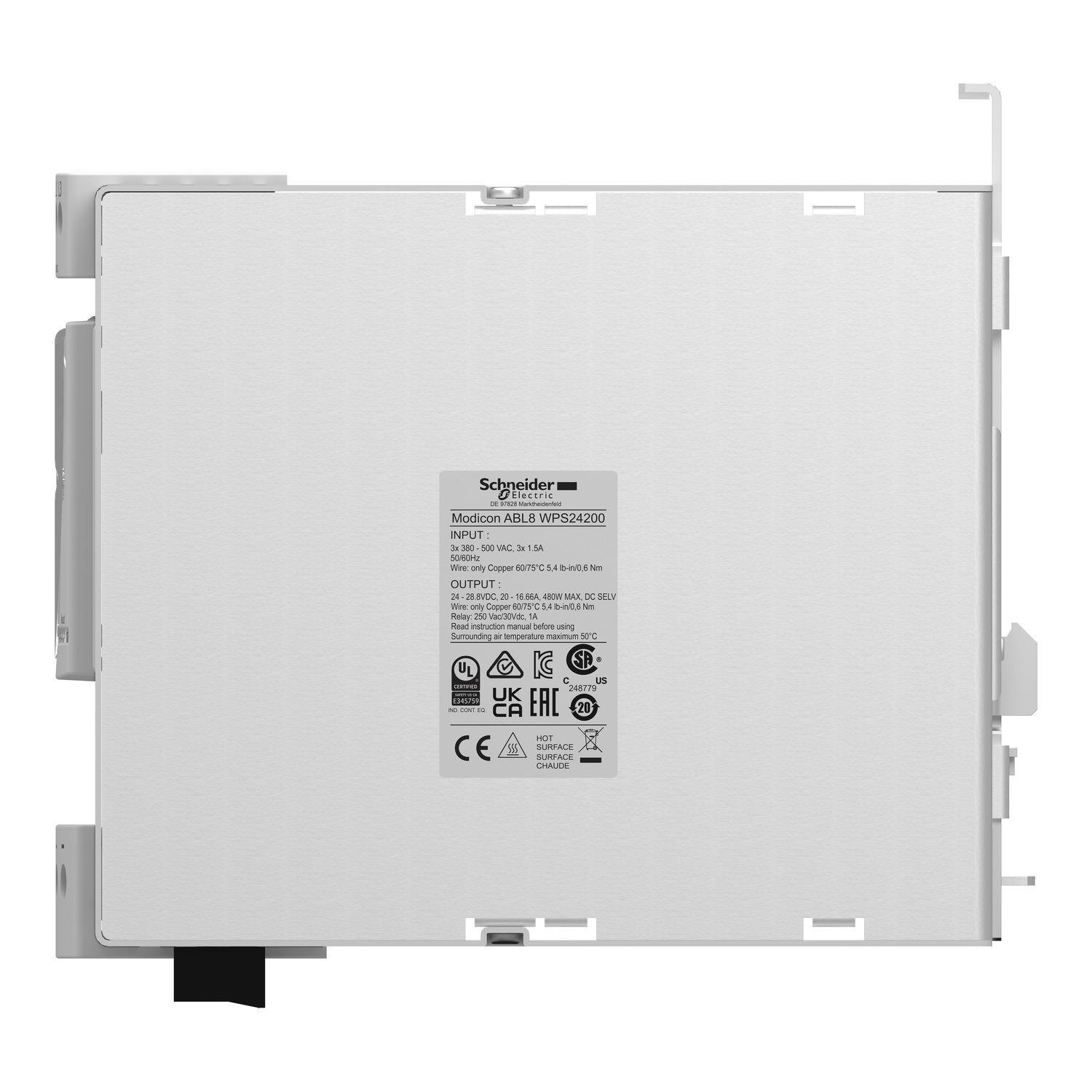 Picture of ABL8WPS24200 - Regulated switch power supply, modicon power supply, 3 phases, 380 to 500V AC, 24V, 20A