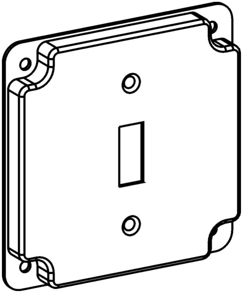 RAISED 1/2", 4" SQUARE (4S) TOGGLE SWITCH INDUSTRIAL COVER WITH CRUSHED CORNER
