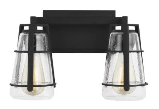 VS2472MBK - Adelaide 14.5 in. 2-Light Matte Black Craftsman Transitional Bathroom Vanity Light with Clear Seeded Glass Shades
