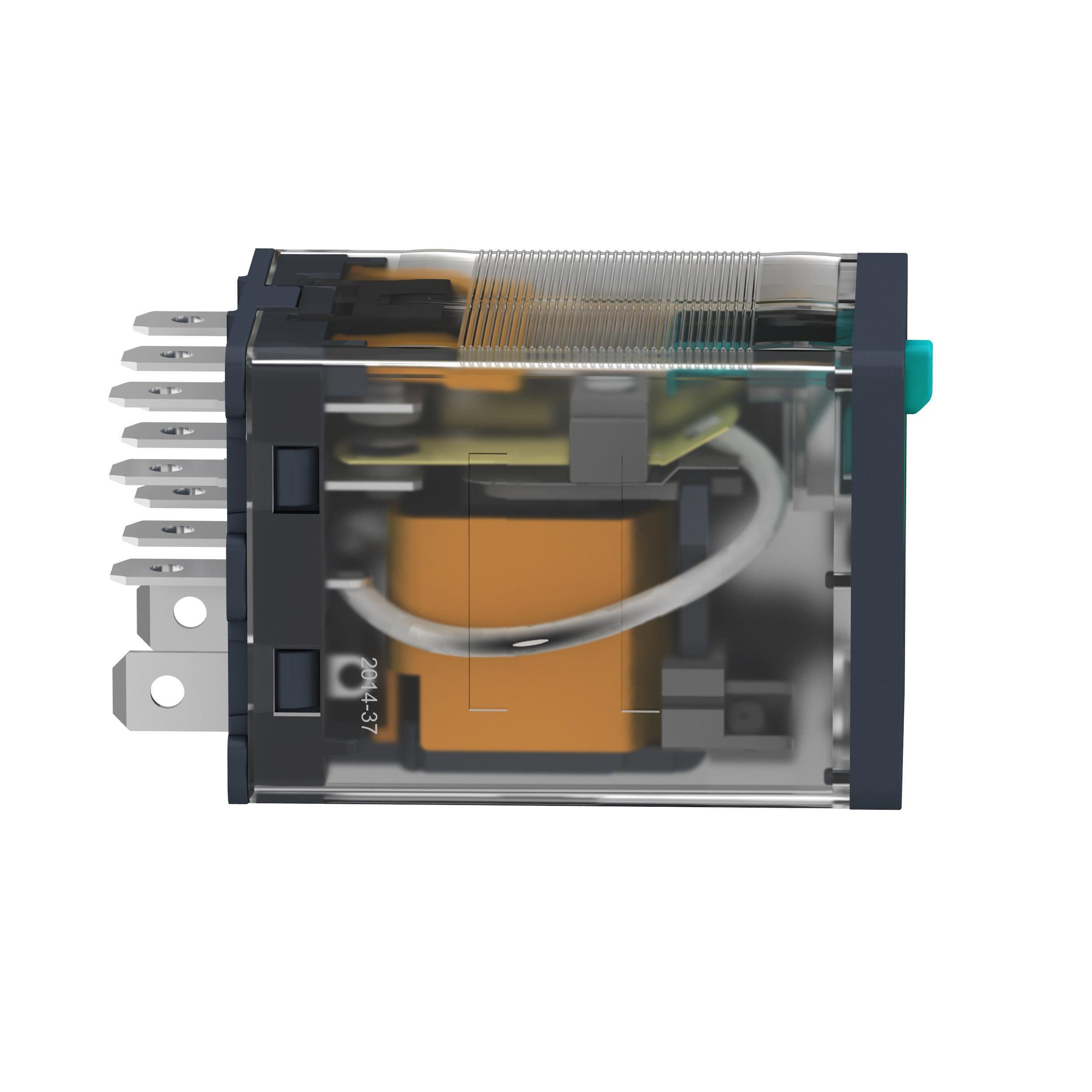 Picture of RPM32BD - plug-in relay, Harmony electromechanical relays, 15A, 3CO, with LED, lockable test button, 24V DC
