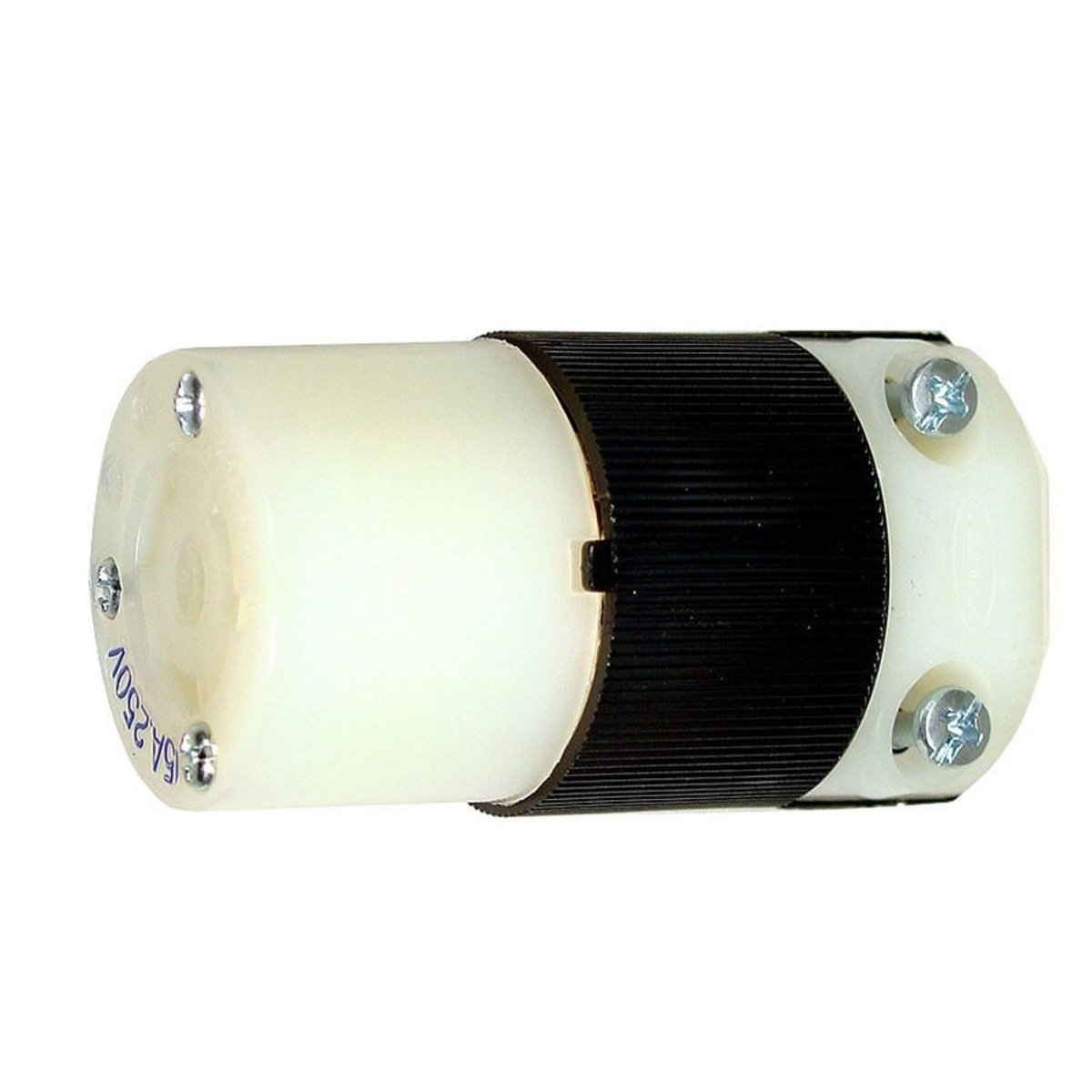 Picture of HBL4579C - Locking Devices, Twist-Lock®, Industrial, Female Connector Body, 15A 250V, 2-Pole 3-Wire Grounding, L6-15R, Screw Terminal, Black and White