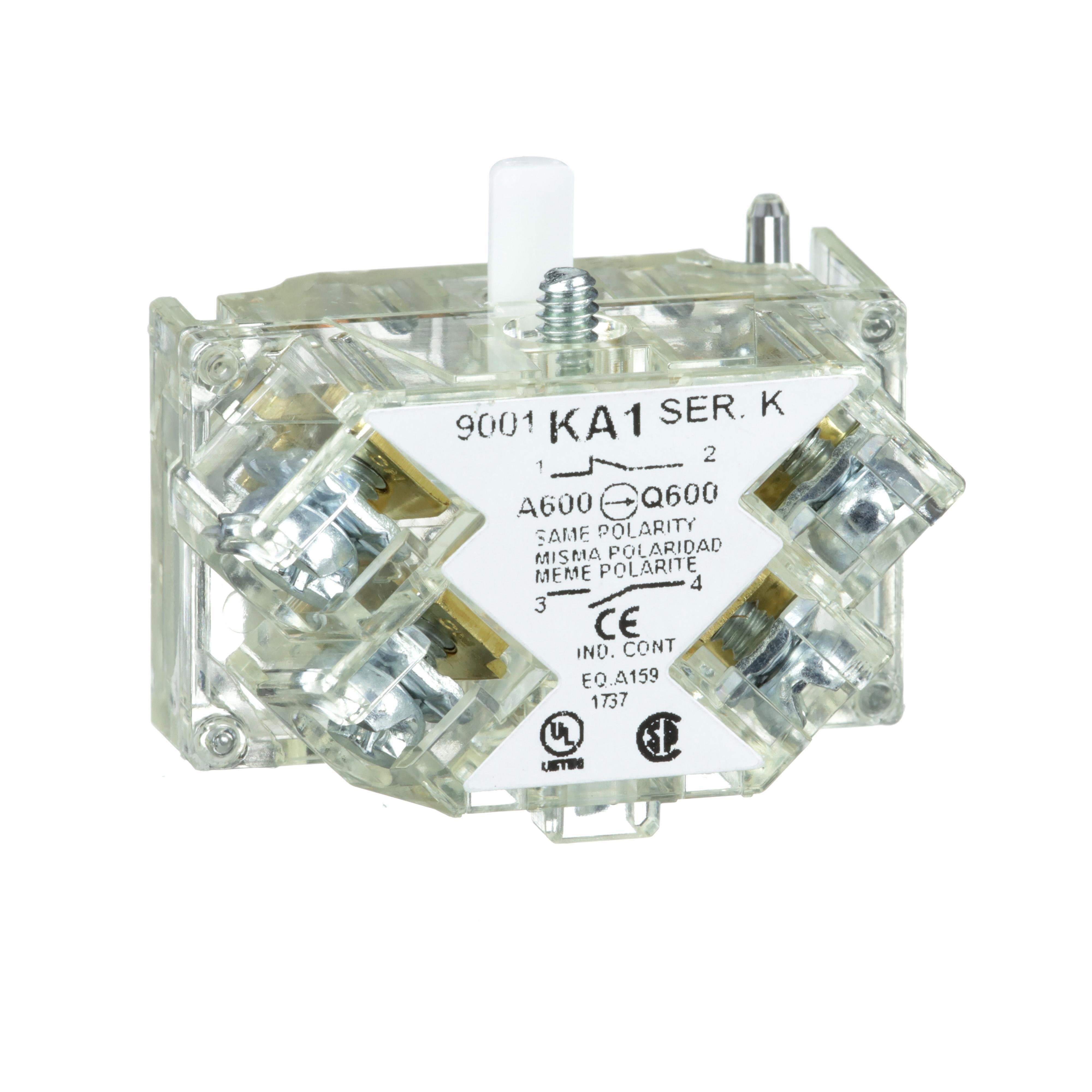 Picture of 9001KA1 - 30mm Push Button, Types K, SK or KX, contact block, 1 NO and 1 NC