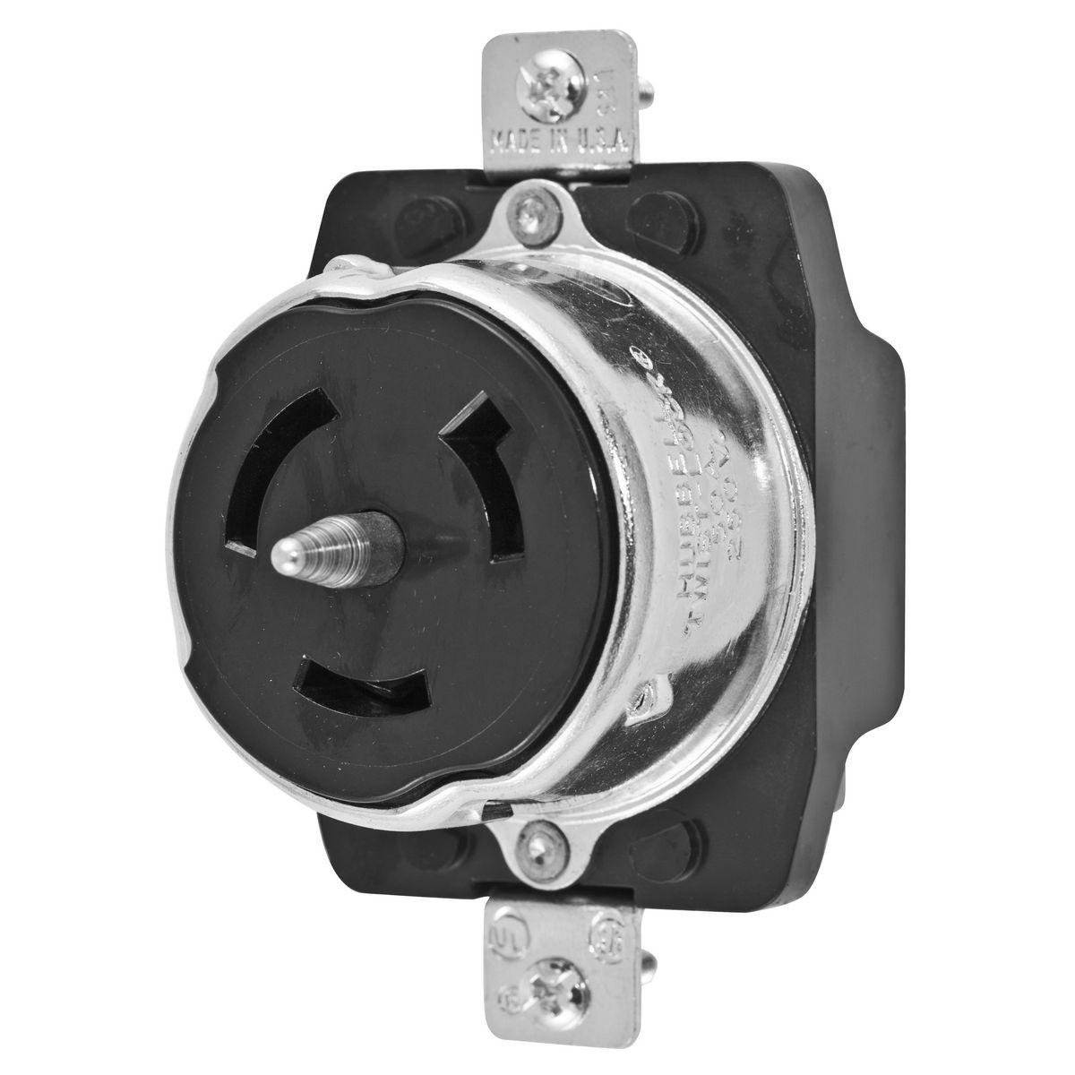 CS8269 - Locking Devices, Twist-Lock®, Industrial, Receptacle, 50A, 250V, 2-Pole 3-Wire Grounding, Non-NEMA, Screw Terminal, Black