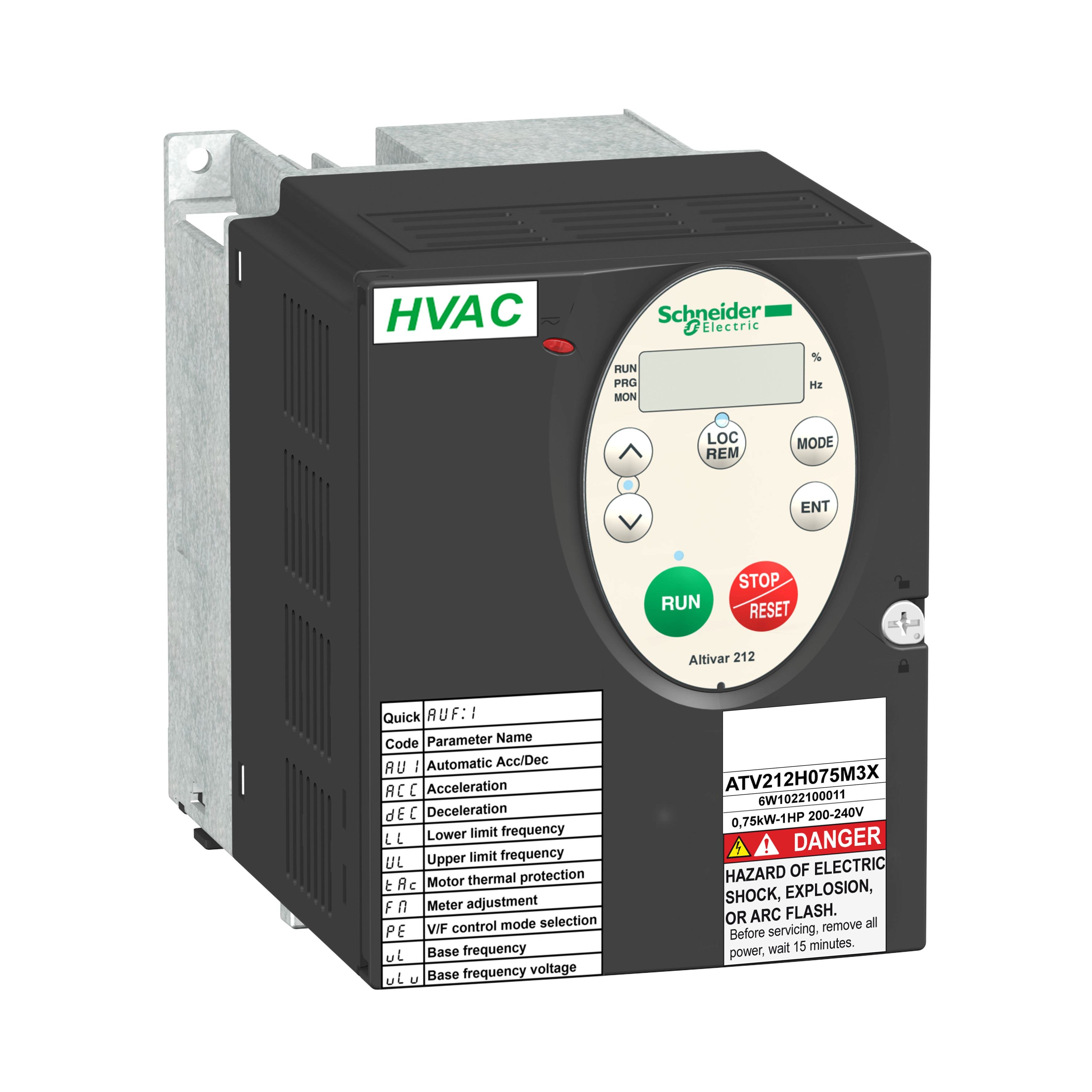 variable speed drive, Altivar 212, 0.75kW, 1hp, 480V, 3 phases, with EMC, IP21