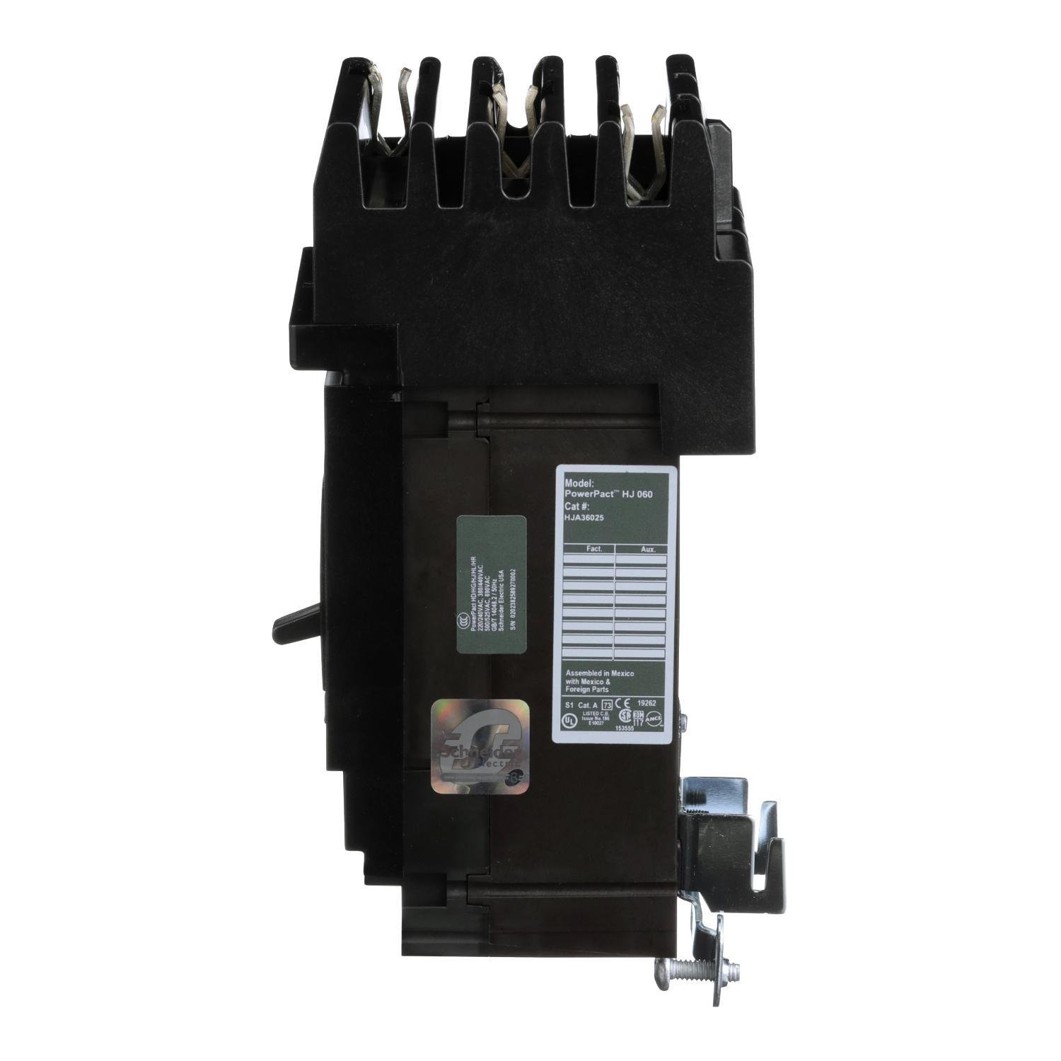 Picture of HJA36025 - Circuit breaker, PowerPacT H, 25A, 3 pole, 600VAC, 25kA, I-Line, thermal magnetic, 80%, ABC