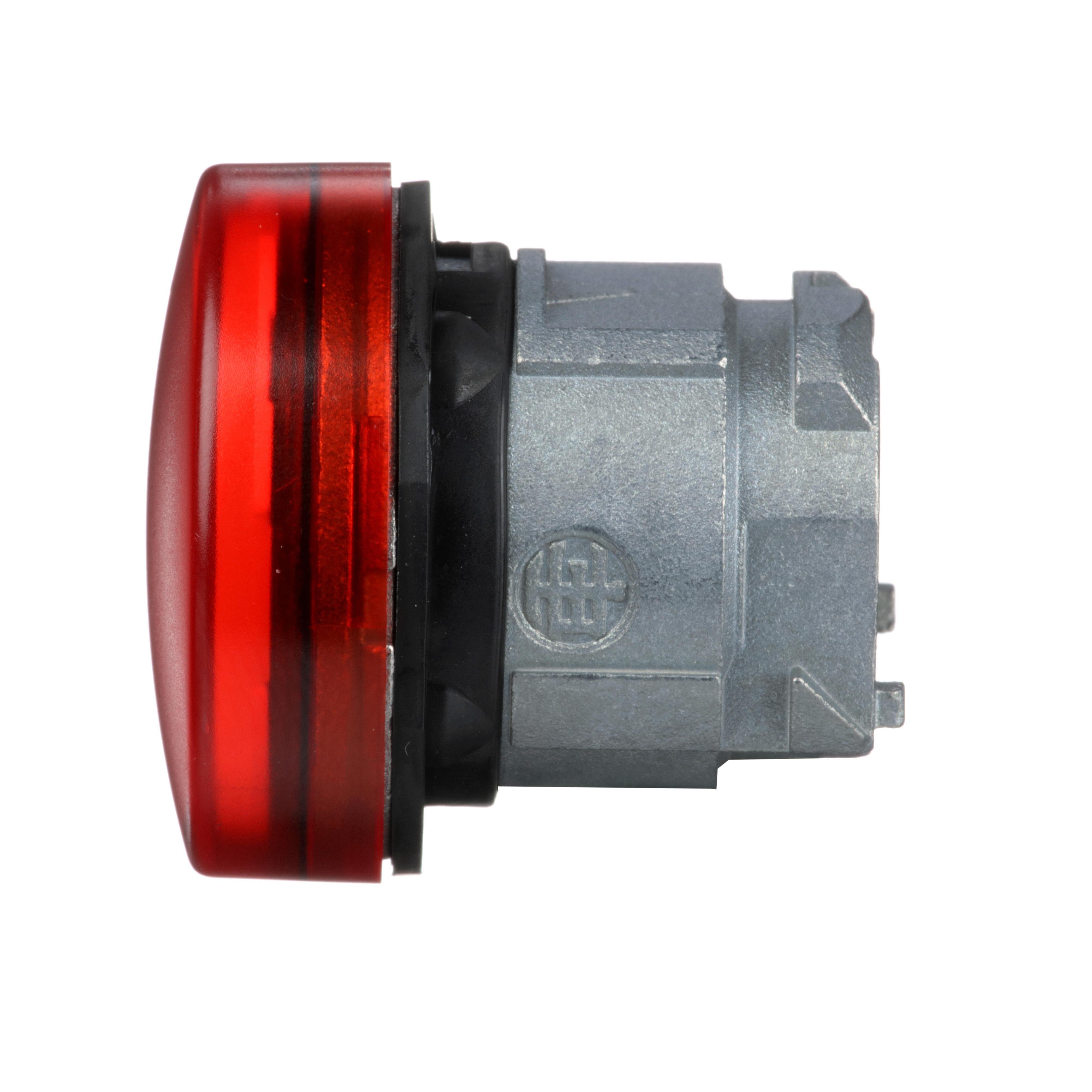 Picture of ZB4BV043 - Head for pilot light, Harmony XB4, metal, red, 22mm, universal LED, plain lens