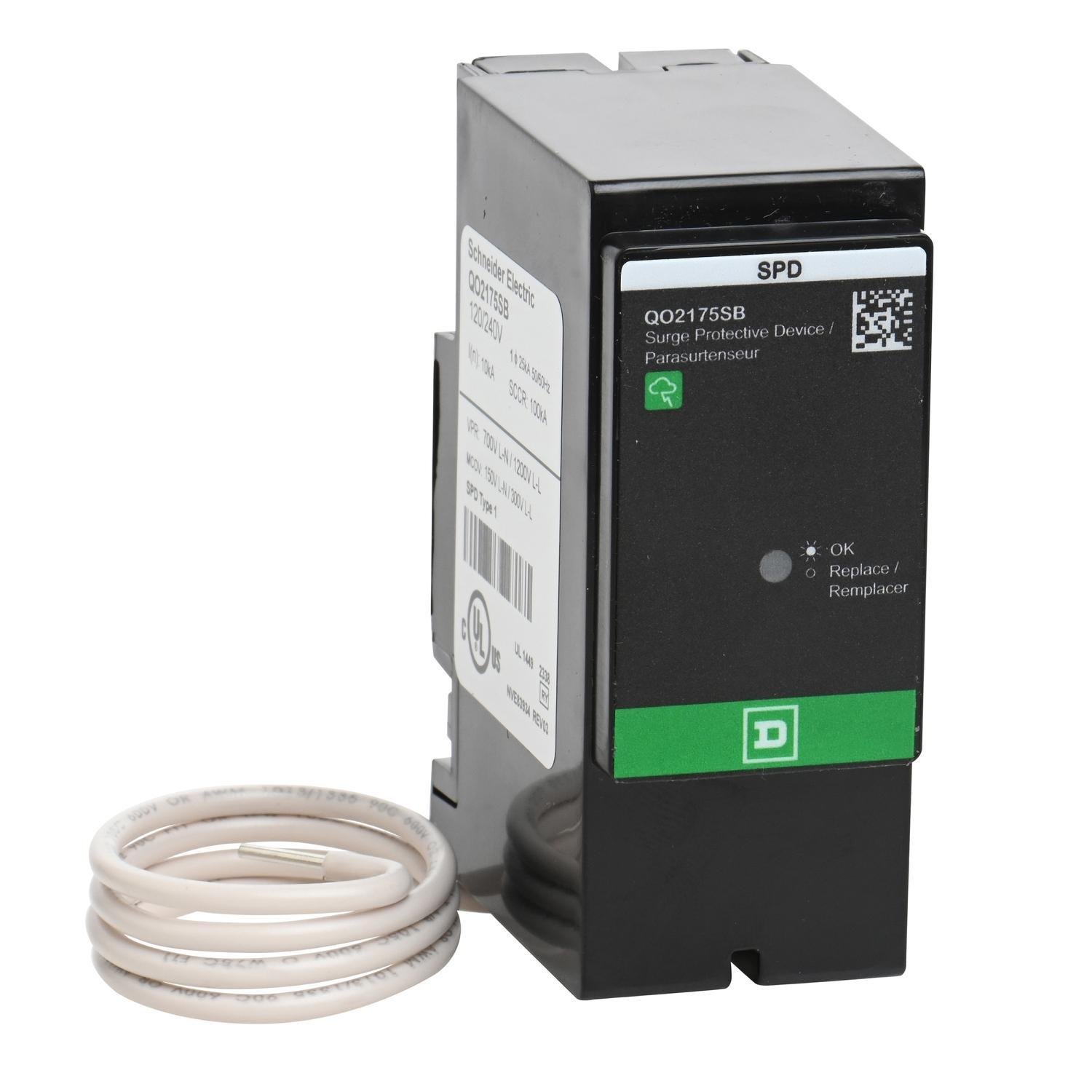Picture of QO2175SB - Surge protection device, Surgebreaker, 25kA, 120/240 VAC, 1 phase, 3 wire, SPD type 1