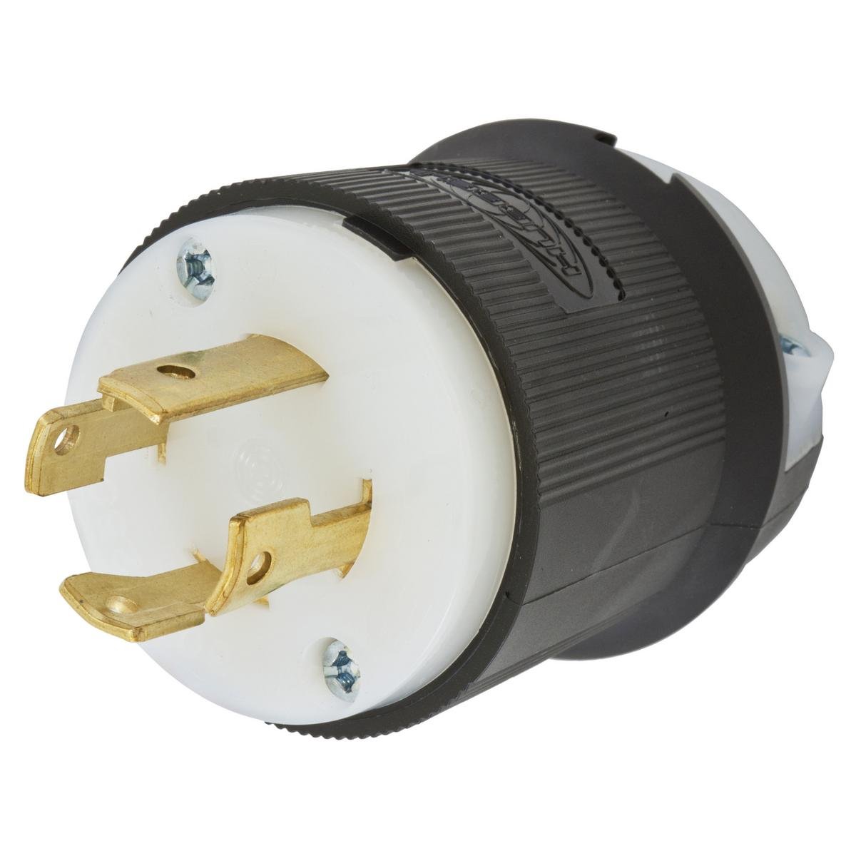 HBL2721ST - Locking Devices, EdgeConnect™ Twist-Lock®, Industrial, Male Insulgrip® Plug, 30A 3-Phase 250V AC, 3-Pole 4-Wire Grounding, L15-30P, Spring Terminal, Black and White Nylon.