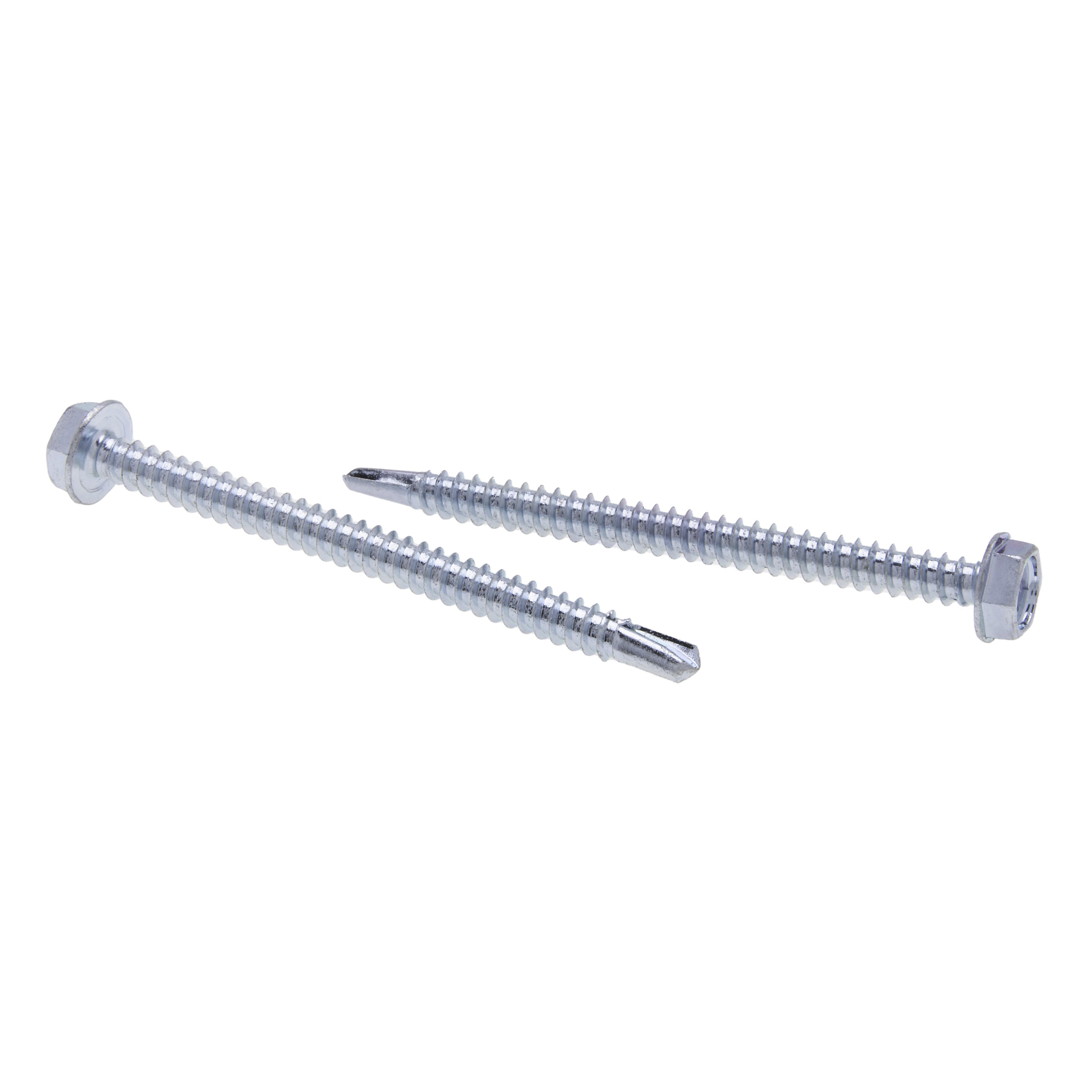 Picture of JTEKD3 - 10 x 3/4 in. 1/4 Indented Hex Head Self-Drilling & Tapping Screws with Washer - #2 Drill Point - Steel Zinc - 100qty
