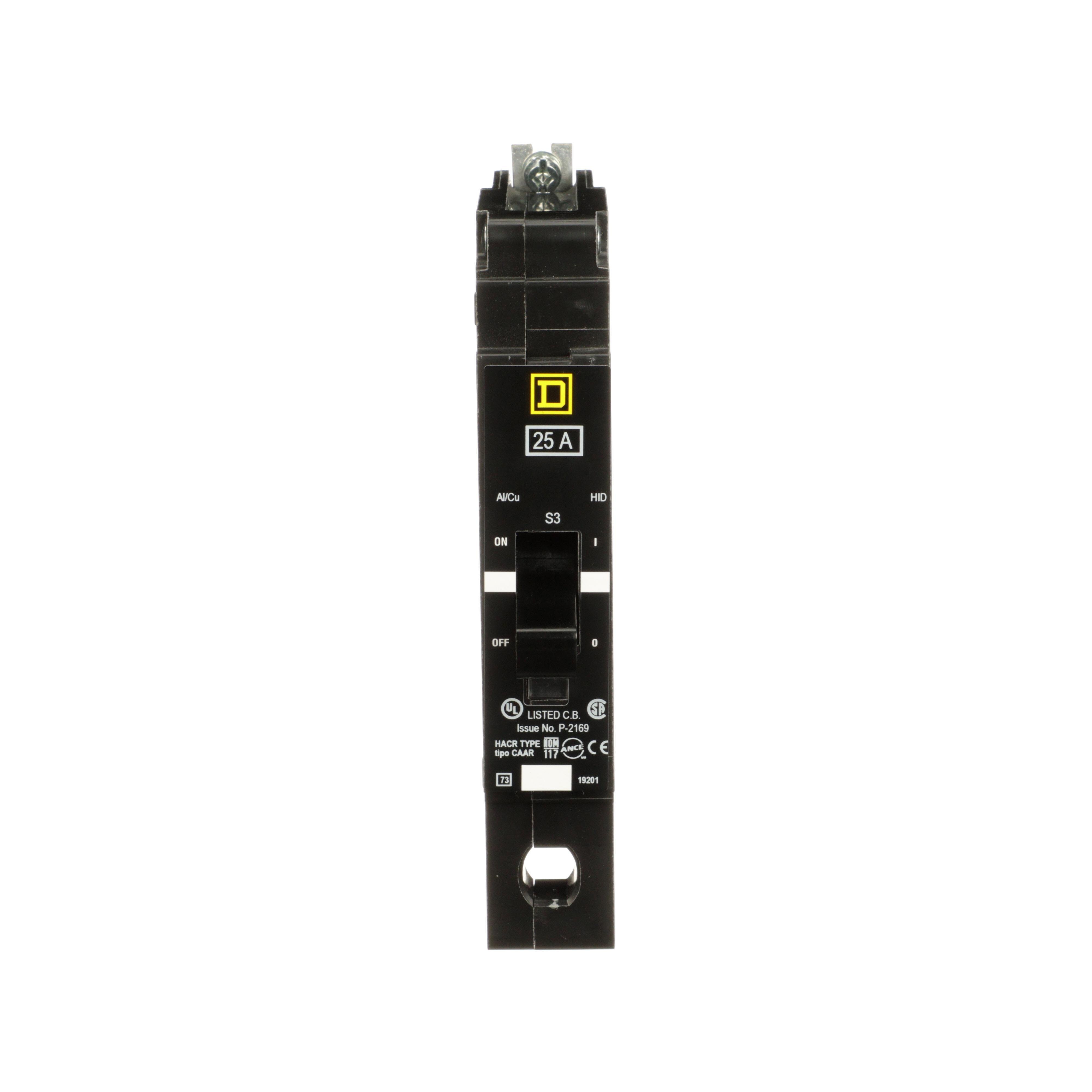 EGB14025 - Mini circuit breaker, E-Frame, 25A, 1 pole, 277VAC, 65kA max, bolt on [TAA]