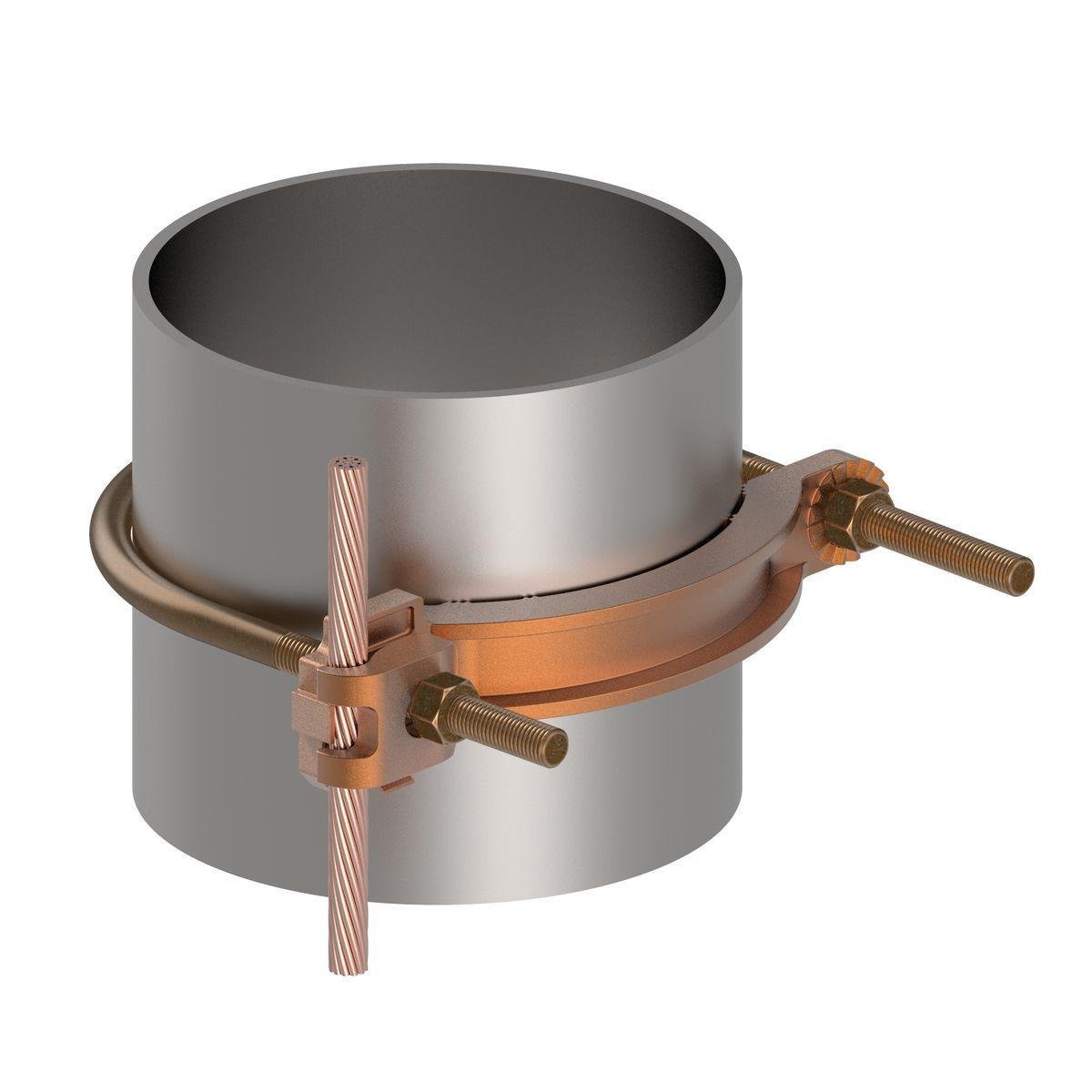 GAR3905BU - Mechanical Grounding Connector, Conductor to Water Pipe, 4-4/0 AWG, 4"-5" Pipe, 3/8" Stud