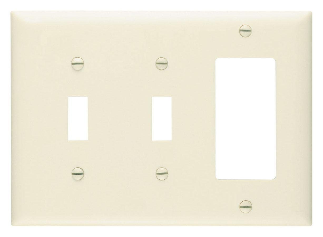 TP226-LA - Combination Openings, 2 Toggle Switch and 1 Decorator, Three Gang, Light Almond