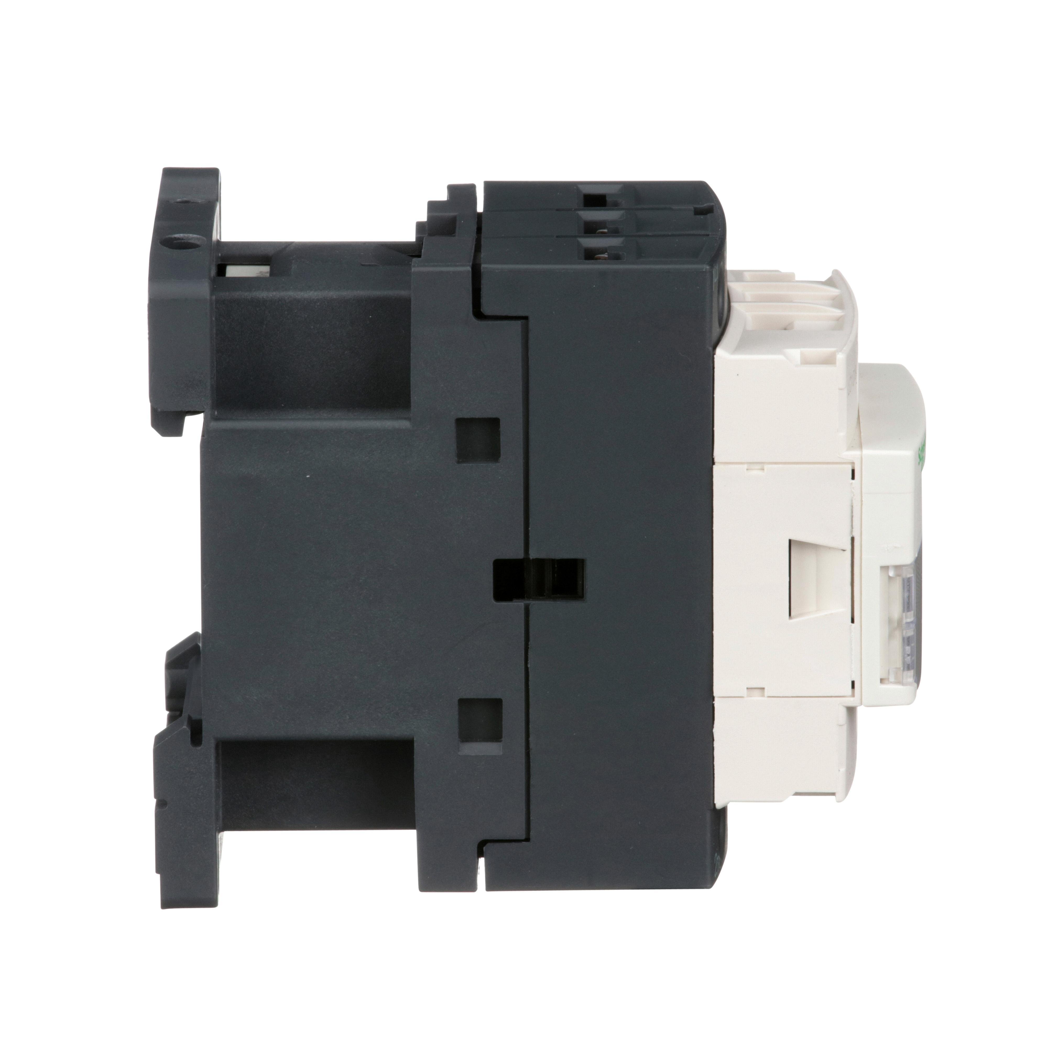 Picture of LC1D18B7 - IEC contactor, TeSys Deca, nonreversing, 18A, 10HP at 480VAC, up to 100kA SCCR, 3 phase, 3 NO, 24VAC 50/60Hz coil, open