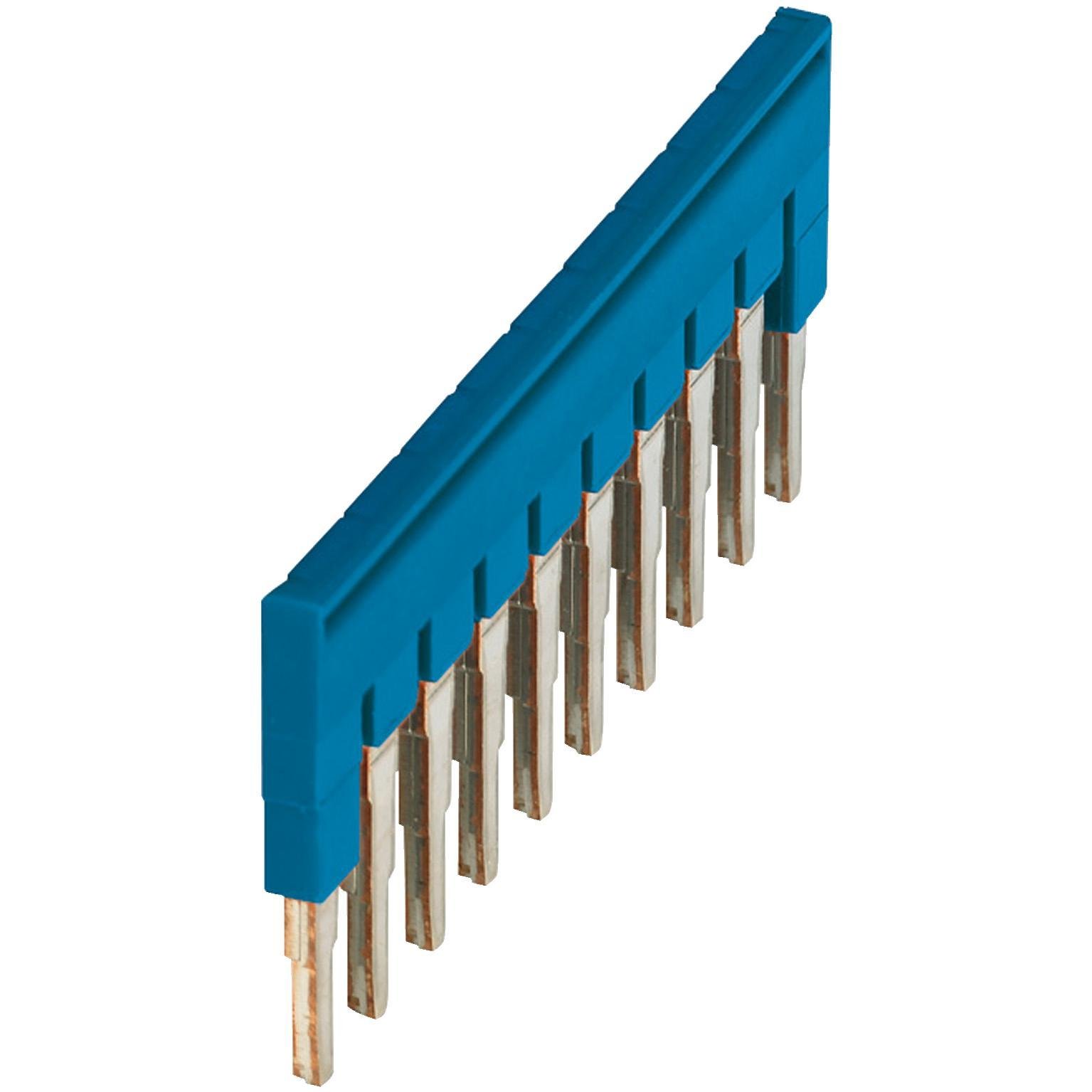 Picture of NSYTRAL410BL - Plug-in bridge, Linergy TR, 10 points, for 4mm² terminal blocks, blue, 10 way, set of 10