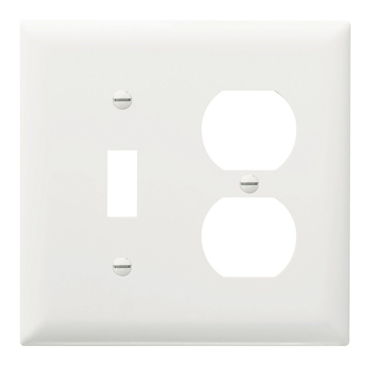 TP18W - TradeMaster® 2-Gang Nylon Wall Plate, 1 Toggle Switch Opening, 1 Duplex Receptacle Opening, White
