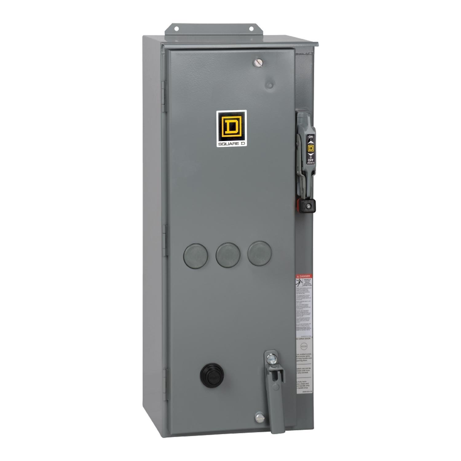 Picture of 8538SDA24V02S - NEMA combination starter, Type S, 60A fusible disconnect, Size 2, 45A, 25HP at 600VAC, 3 phase, 3 pole, melting alloy, 120VAC coil, NEMA 12 [TAA]