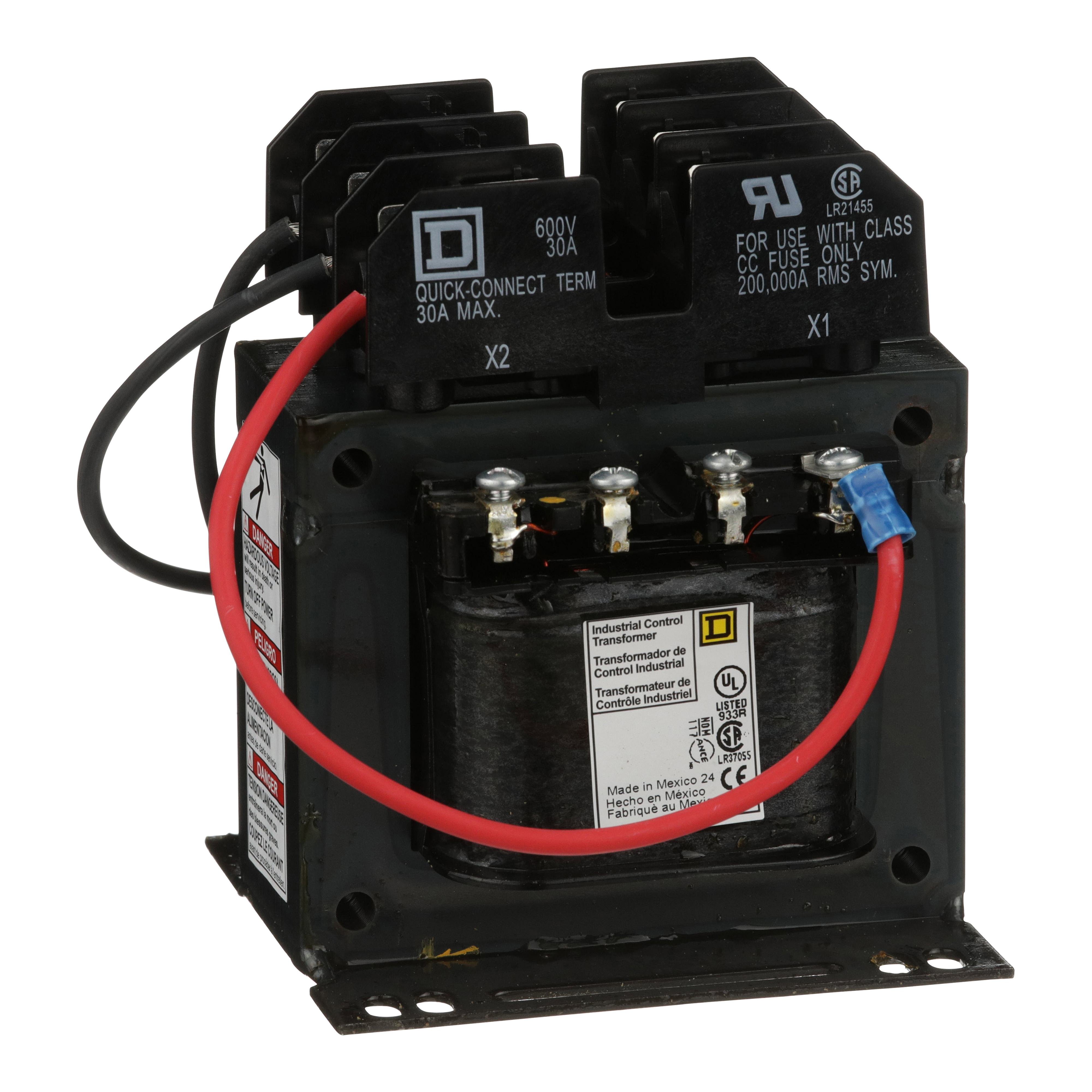 9070TF150D3 - Industrial control transformer, Type TF, 1 phase, 150VA, 208V primary, 120V secondary, 50/60Hz