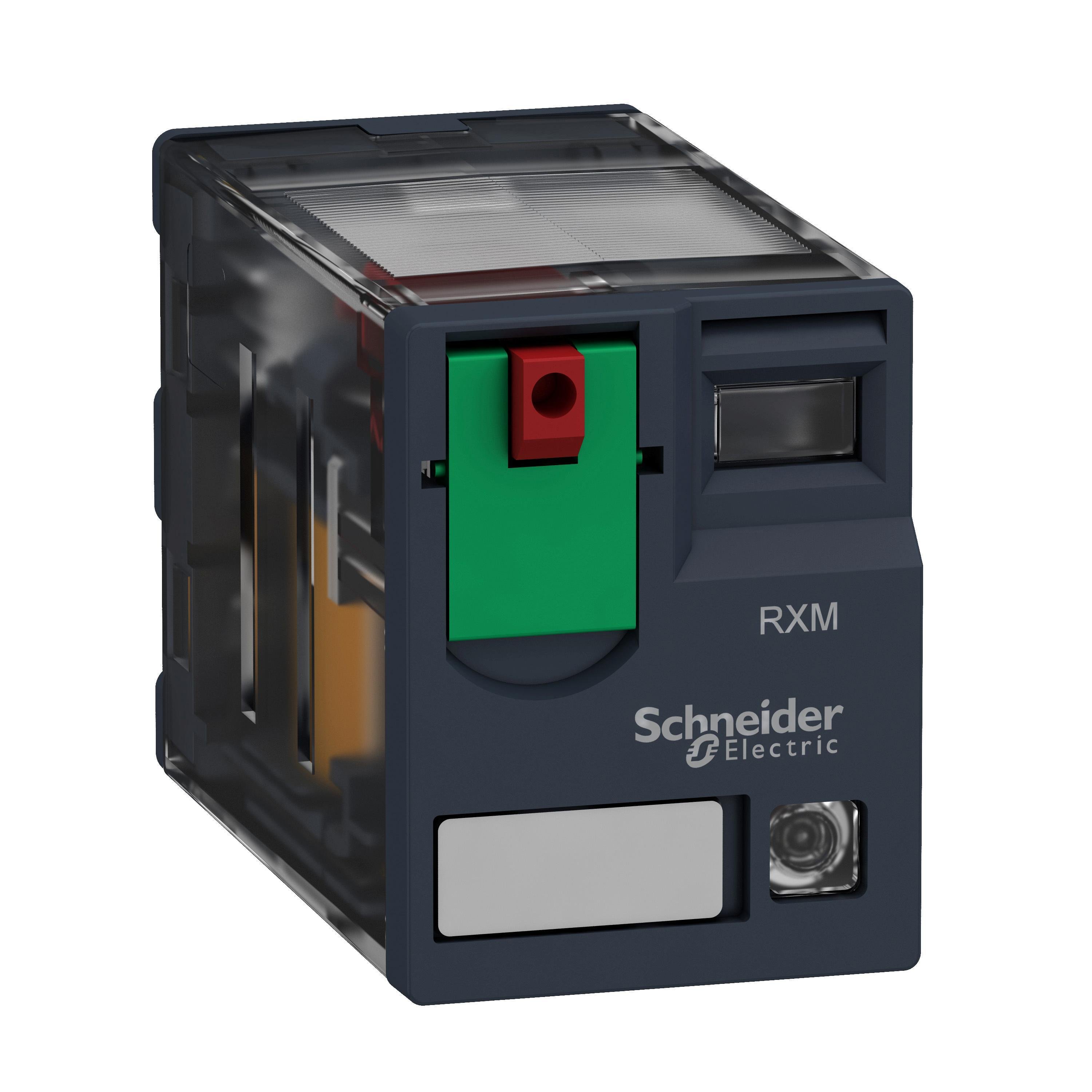 Picture of RXM3AB2F7 - miniature plug in relay, Harmony Electromechanical Relays, 10A, 3CO, with LED, lockable test but to n, 120V AC
