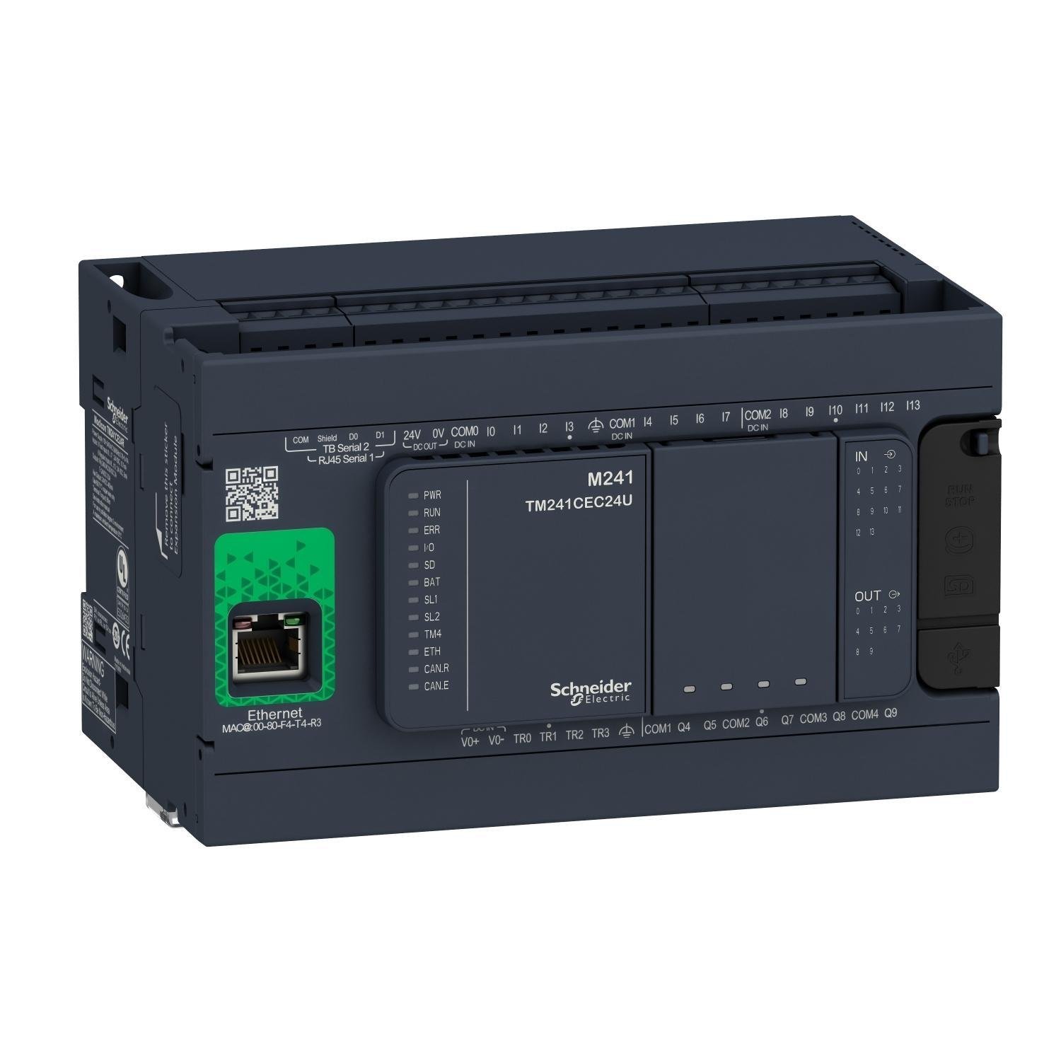 TM241CE24R - logic controller, Modicon M241, 24 IO, relay, Ethernet